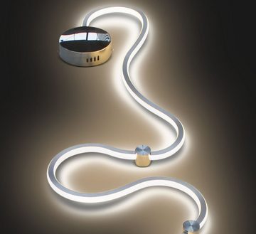 Lewima LED Deckenleuchte »RIBBON«, XXXL Deckenlampe groß 170cm 55W satiniert, Design Welle Alu gebürstet Chrom, Warmweiß / Kaltweiß einstellbar, mit Fernbedienung und Speicherfunktion, ideal für Wohnzimmer Schlafzimmer