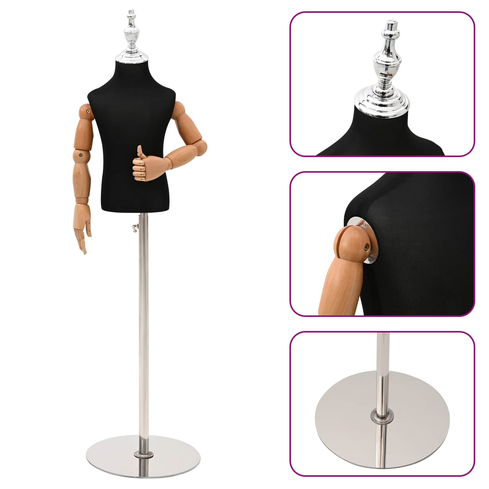 vidaXL Kunsthaarperücke Verstellbares 120-157 cm Mannequin mit Basis Unisex PP Schwarz