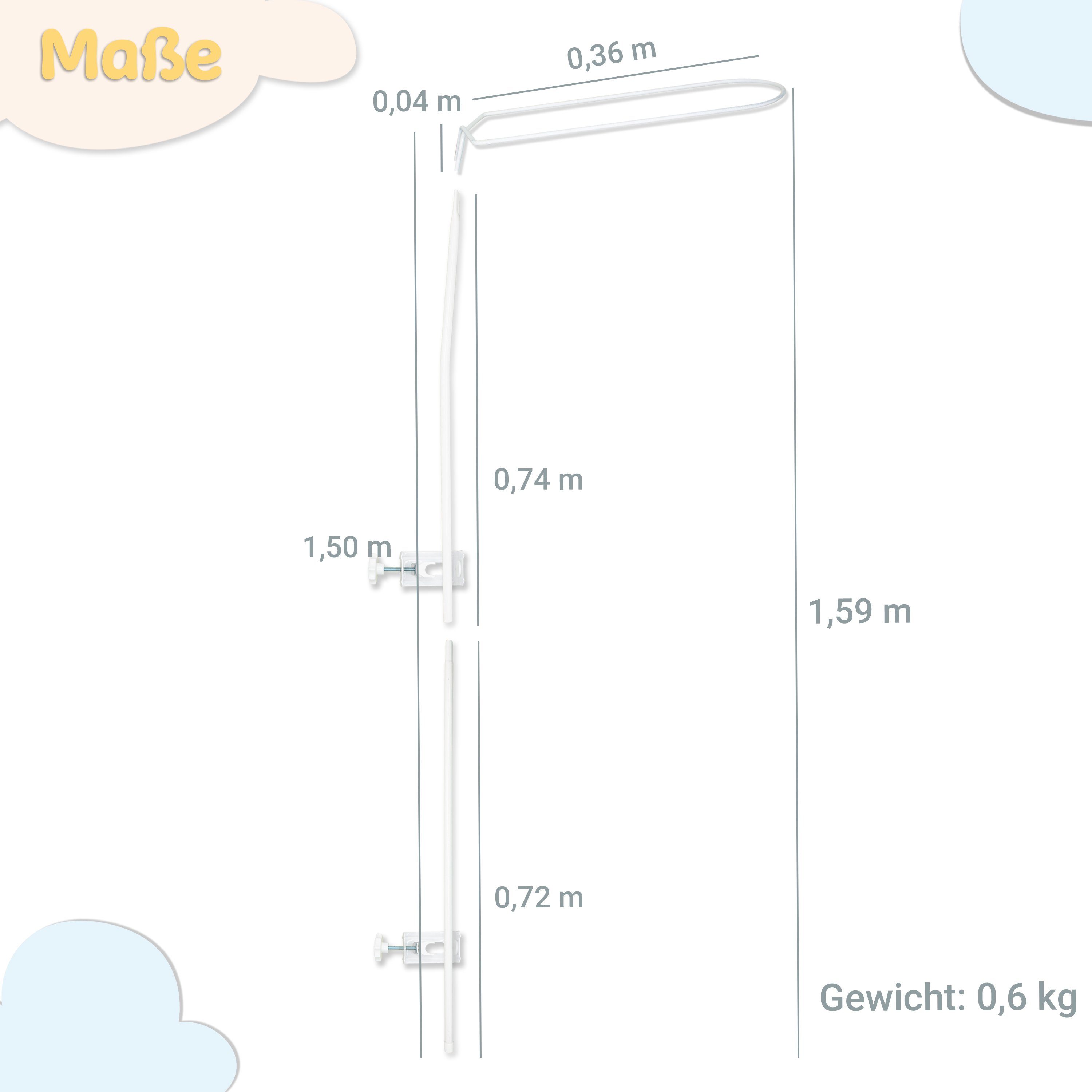 Babykajo Betthimmel (5-tlg), Himmelstange für Babybett – Stange für Betthimmel Babybett i – Bild 4 von 5