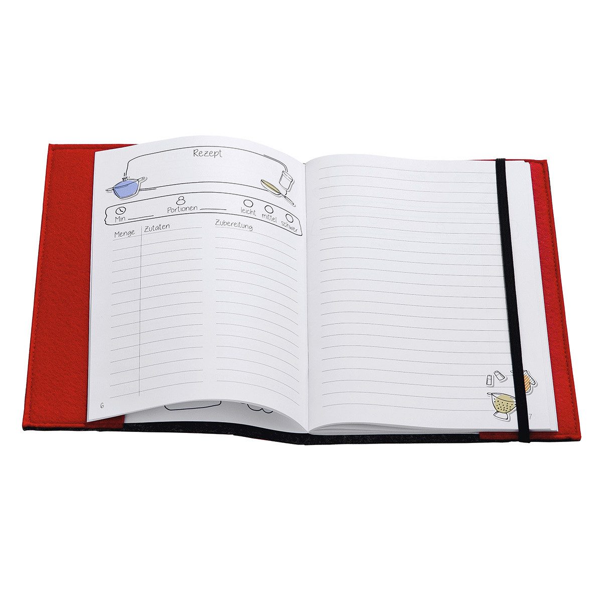 GILDE Notizbuch GEHEIMZUTAT LIEBE zum Selberschreiben A5 - Rezepte zum Backen Kochen, Rezepte Buch in Filz Einband mit Holz Kochlöffel