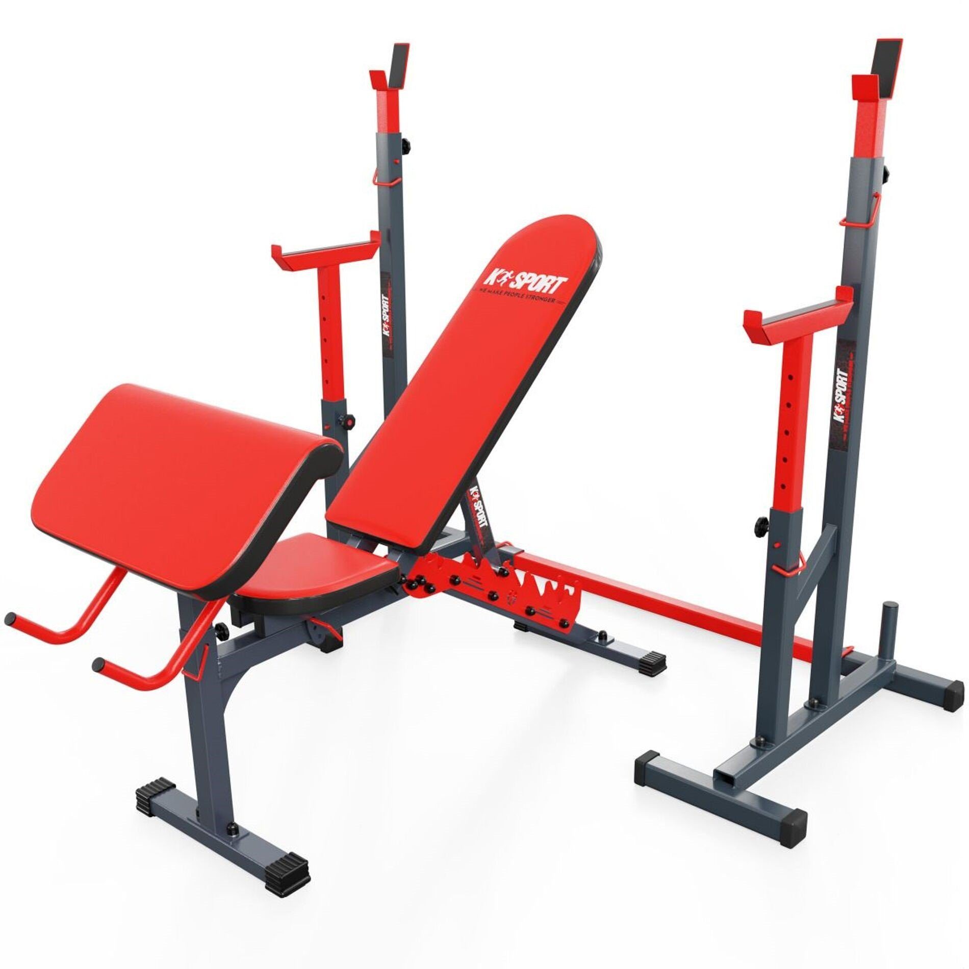 K-SPORT Hantelbank Trainingsset: Hantelbank+Curlpult+Rack mit Absicherung bis 200kg, (3-tlg), Made in EU!