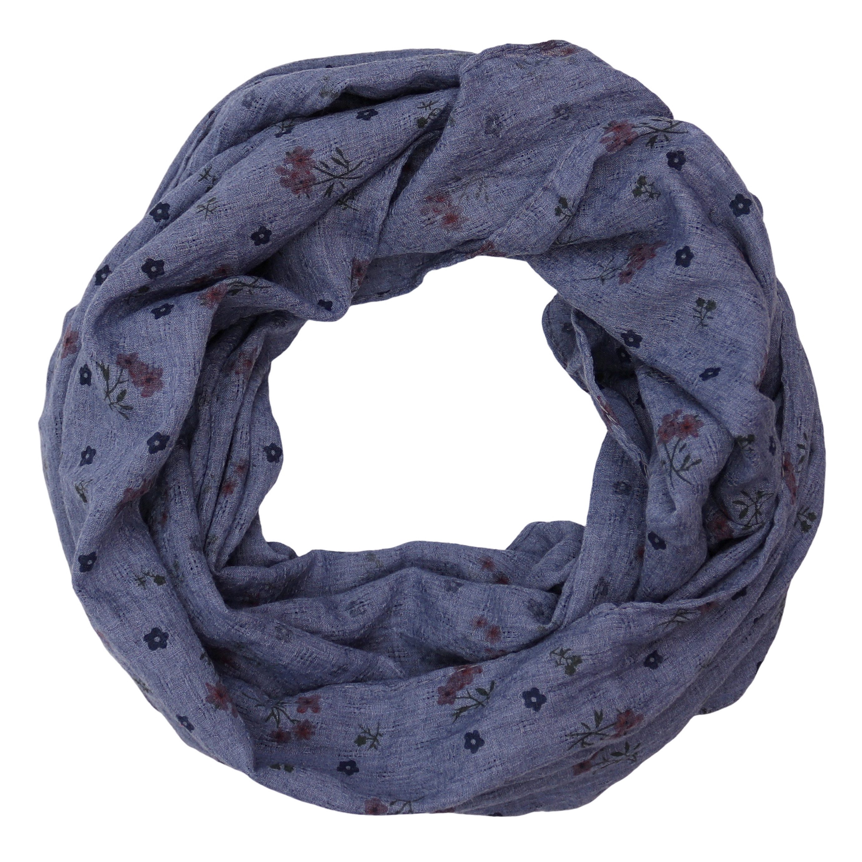 MIRROSI Loop Damen Schal mit Blumen-Muster Weich aus 100% Baumwolle Schlauchschal, (ca. 160x44cm Zweimal um den Hals wickelbar)