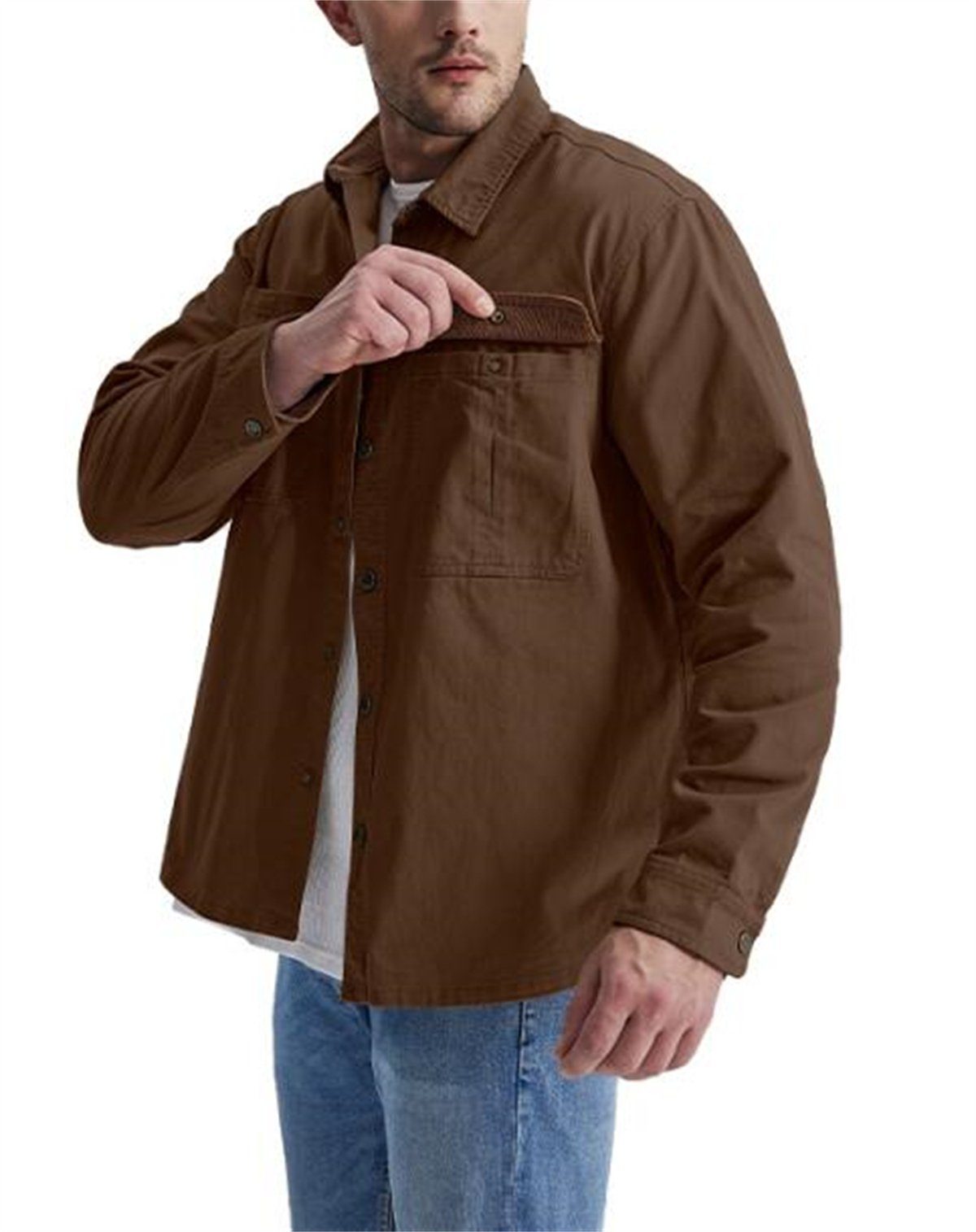 Hemd Übergroßes, mit in Sweatshirt aus braun Cord Kragen übergroßes Discaver Kontrastfarbe