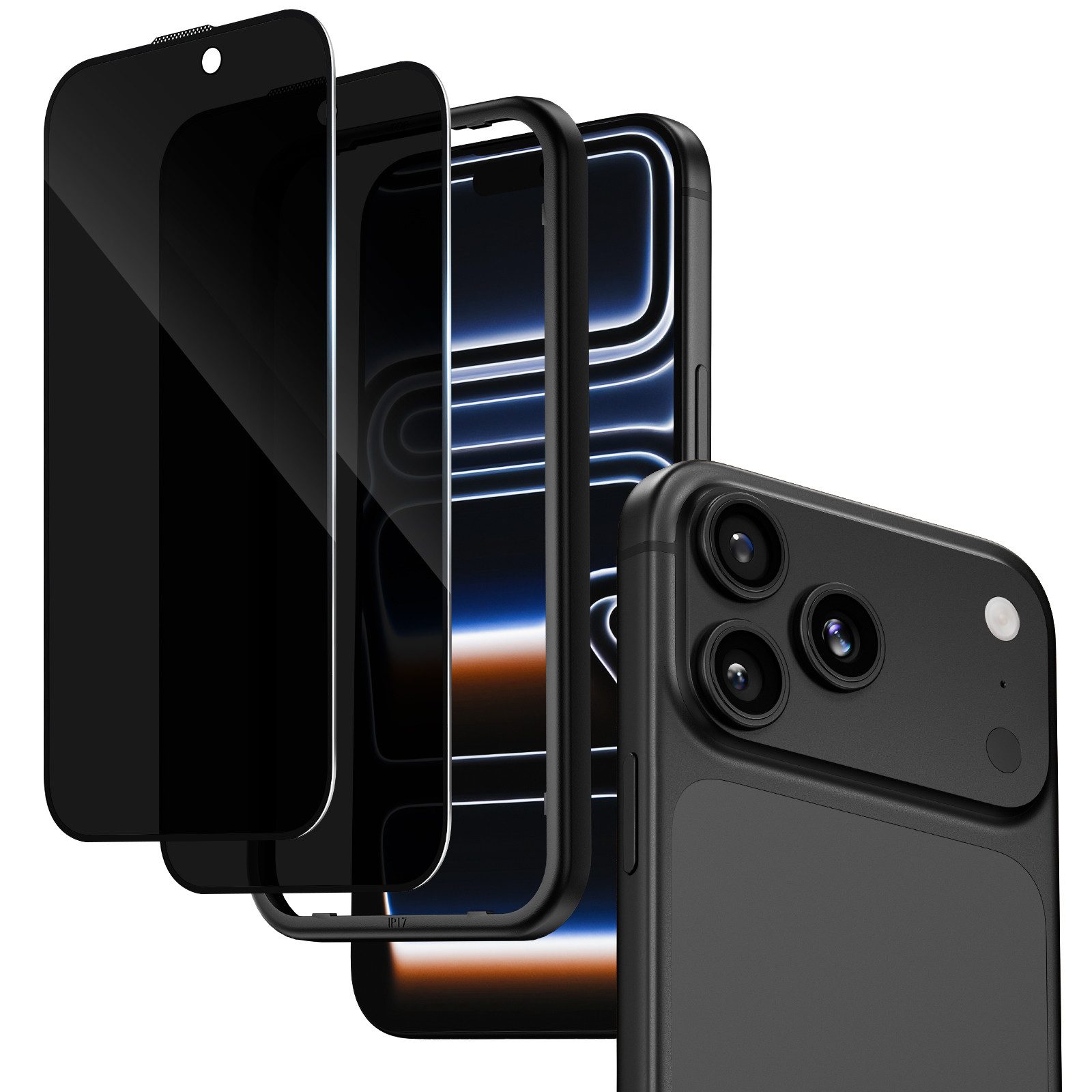 Joysaf Schutzfolie Schutzfolie Panzerglas Blickschutz Kompatibel mit, (iPhone 17 Pro Max/ iPhone 17 Pro/ iPhone 17 Air/ iPhone 17/ iPhone 16 Pro Max/ iPhone 16 Pro/ iPhone 16 Plus/ iPhone 16, / iPhone 15 Pro Max/ iPhone 15 Pro/ iPhone 15 Plus/ iPhone 15), 2 Privacy Glass + 1 Montagerahmen, 9H Härte Panzerfolie