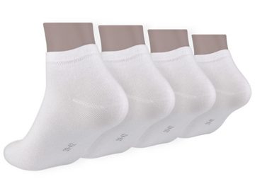 Die Sockenbude Sneakersocken WHITE mit Soft Piqué-Bund (Bund, 4-Paar, weiß) gekämmte Baumwolle