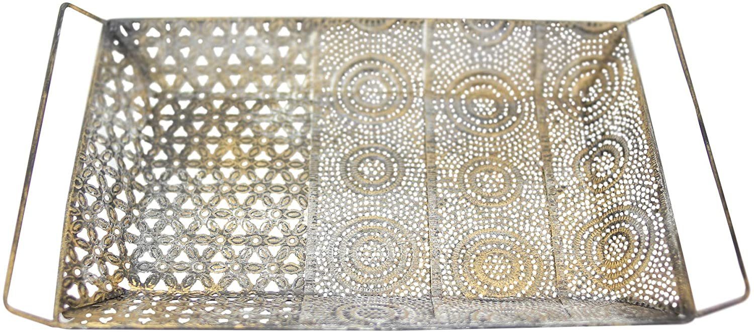 Flanacom Dekoteller Dekotablett orientalisch-marokkanische Tischdekoration St., aus (Einzelartikel, Metall 1 Verzierungen Einzelartikel), 