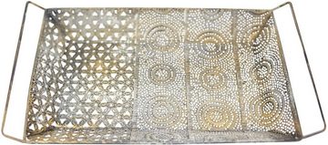 Flanacom Dekoteller Dekotablett aus Metall - Tischdekoration (Einzelartikel, 1 St., Einzelartikel), orientalisch-marokkanische Verzierungen