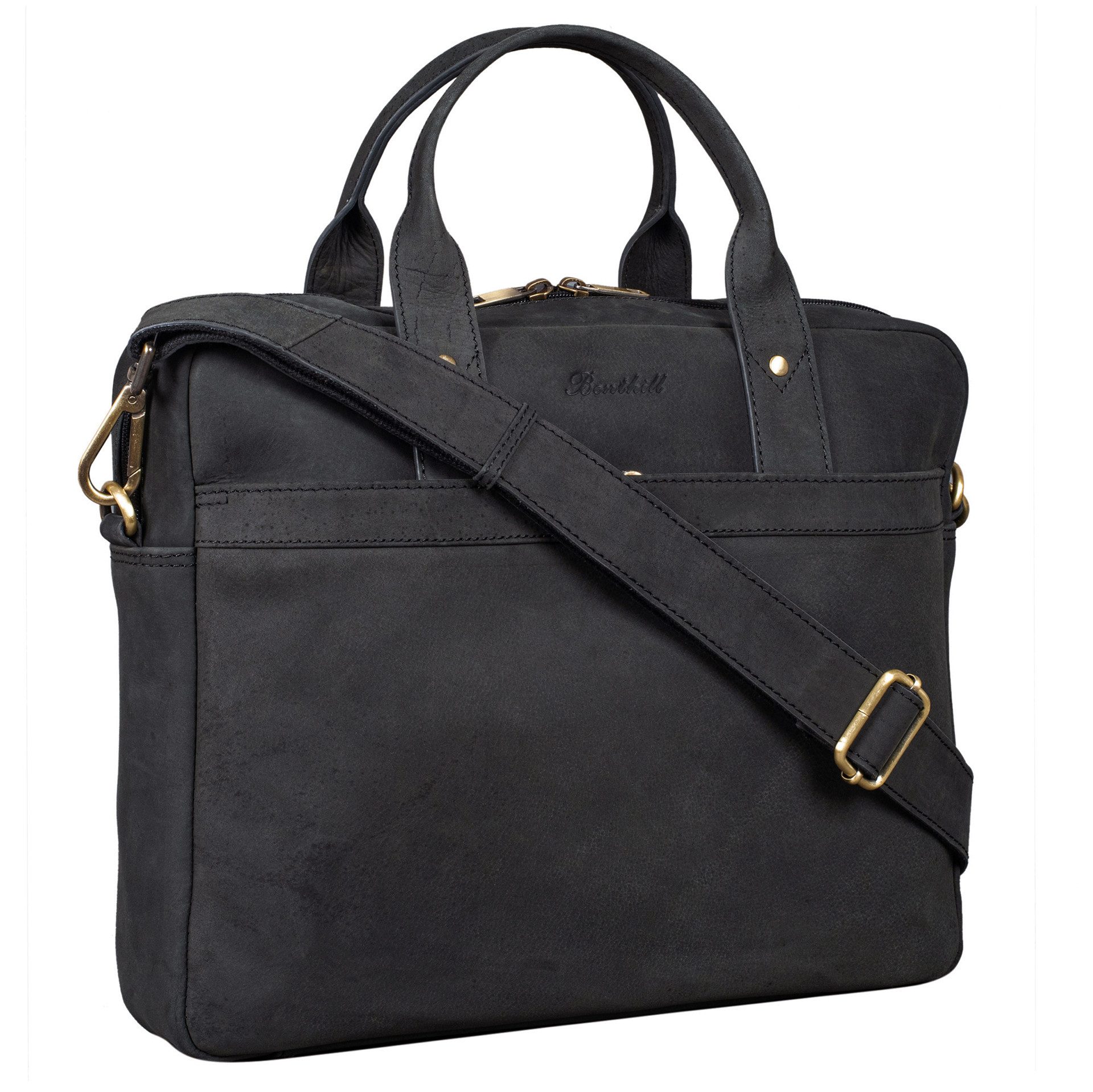 Benthill Aktentasche Echt Leder Schultertasche Herren Damen Laptoptasche Umhängetasche, Schultergurt / Umhängegurt Reißverschlussfach