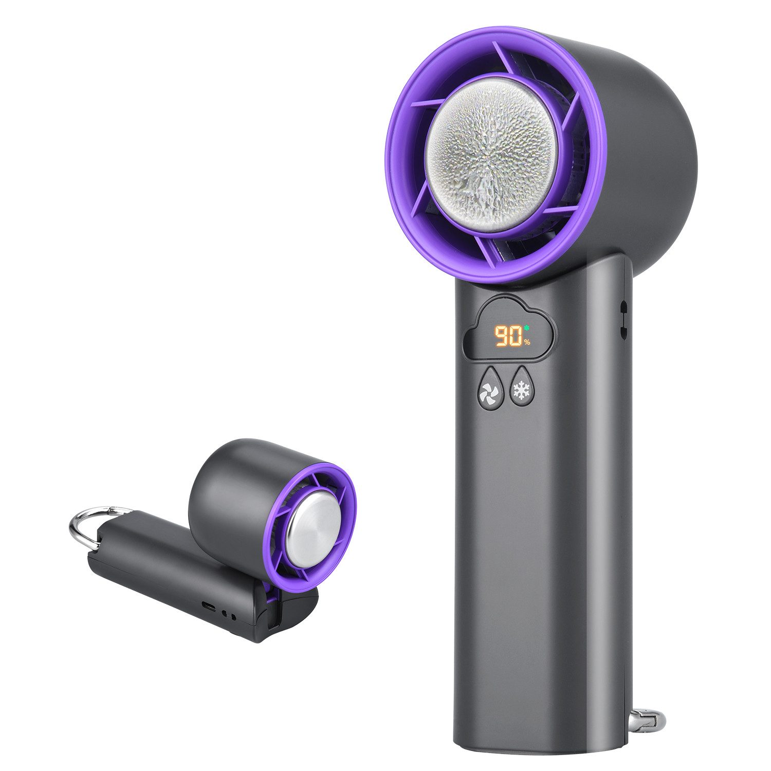 CkeyiN Handventilator Mini Ventilator USB Tragbarer Akku Ventilator mit LED-Anzeige faltbar, Eisporzellankühlung 100 Windgeschwindigkeitsstufen 3600mAh Akku
