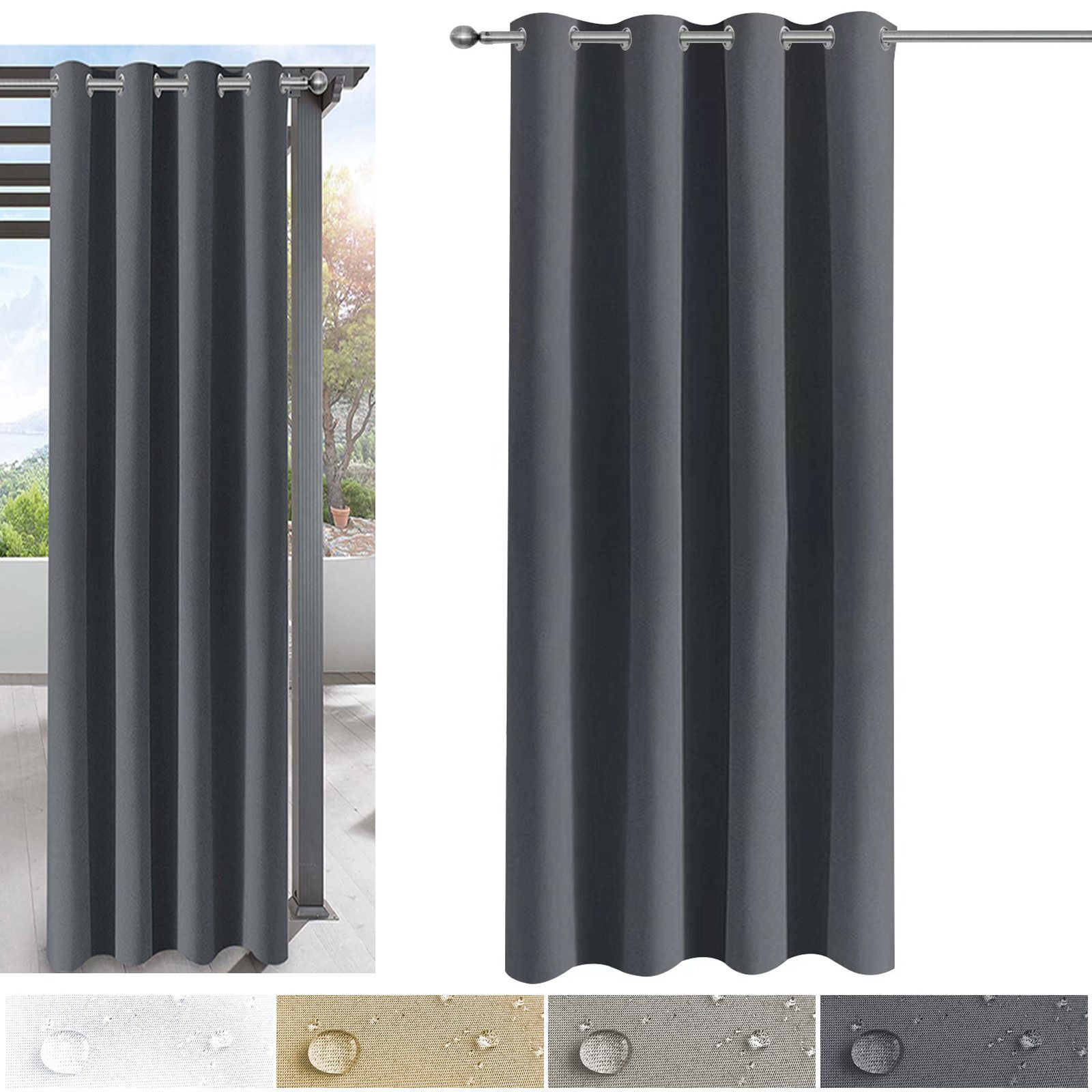 BTTO V&G Outdoorvorhang TerrasseVorhang AußenGardine Wasserdicht Outdoor Gardinen ÖsenVorhänge (1 St), Kabelloses Panel