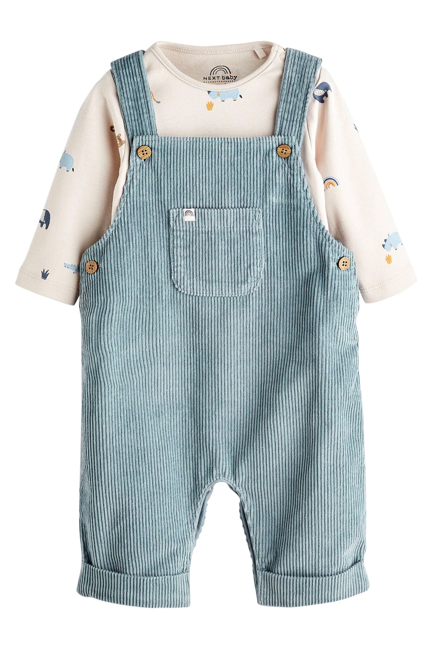 Next Body & Cord Baby-Latzhose Teal (2-tlg) Set Blue Hose im und Bodysuit aus
