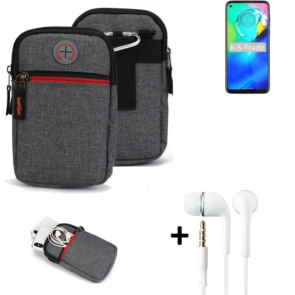 K-S-Trade Handyhülle für Motorola Moto G Power, Gürteltaasche + Kopfhörer Handy Tasche Holster Schutz Hülle