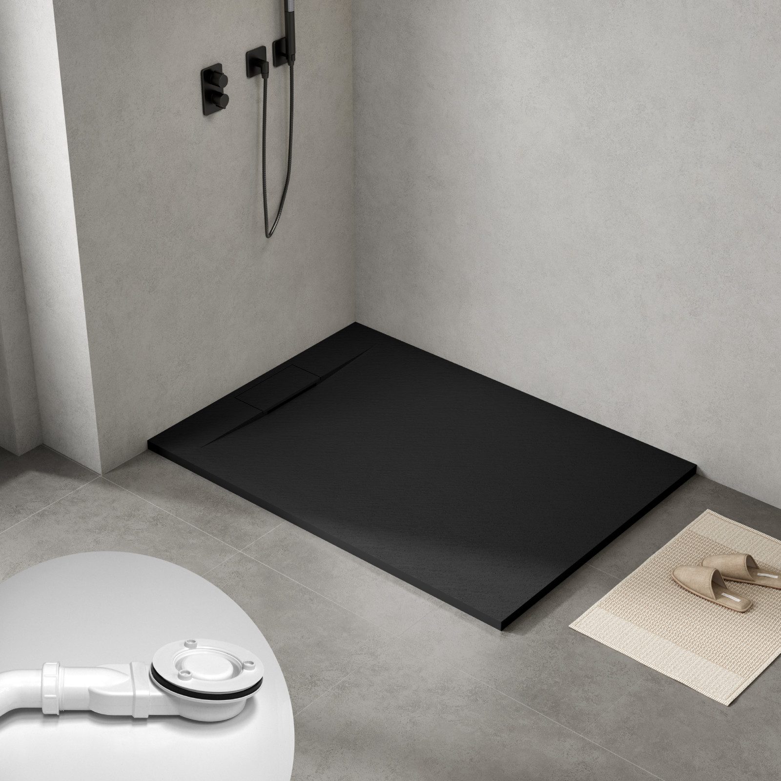 WITEN&NOCK Duschwanne SMC Duschtasse Superflach Rutschfest Duschwanne Stein günstig online kaufen
