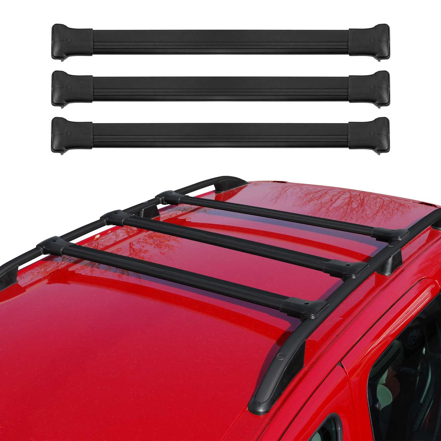 OMAC Dachträger Gepäckträger für VW Transporter T5 Caravelle Multivan Alu Schwarz 3x (3-St), Wasserbeständig,Abnehmbar,Multifunktional,Leichtgewichtig