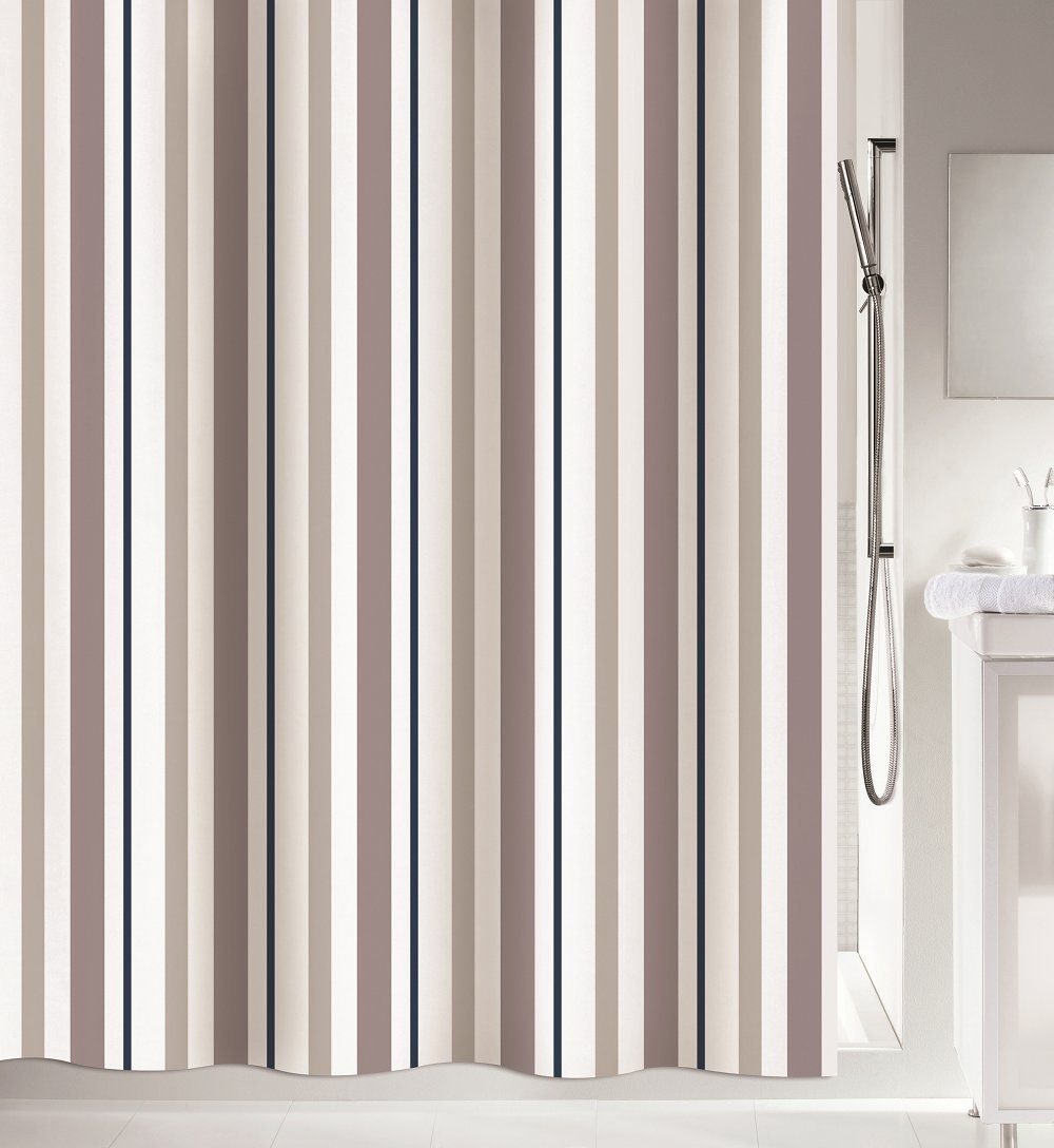 spirella Duschvorhang BIARRITZ Breite 180 cm, Anti-Schimmel Textil-Duschvorhang, schwere Qualität Baumwolle / Polyester, 180x200 cm, waschbar, Made in Europe