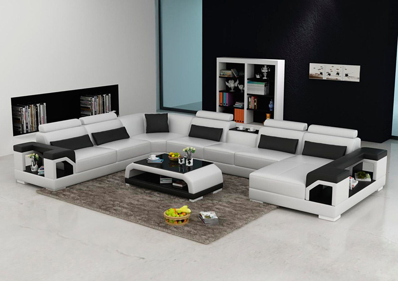 Leder JVmoebel Wohnlandschaft Moderne Design Sofa Tisch Polster Couch Ecksofa, Sitz +