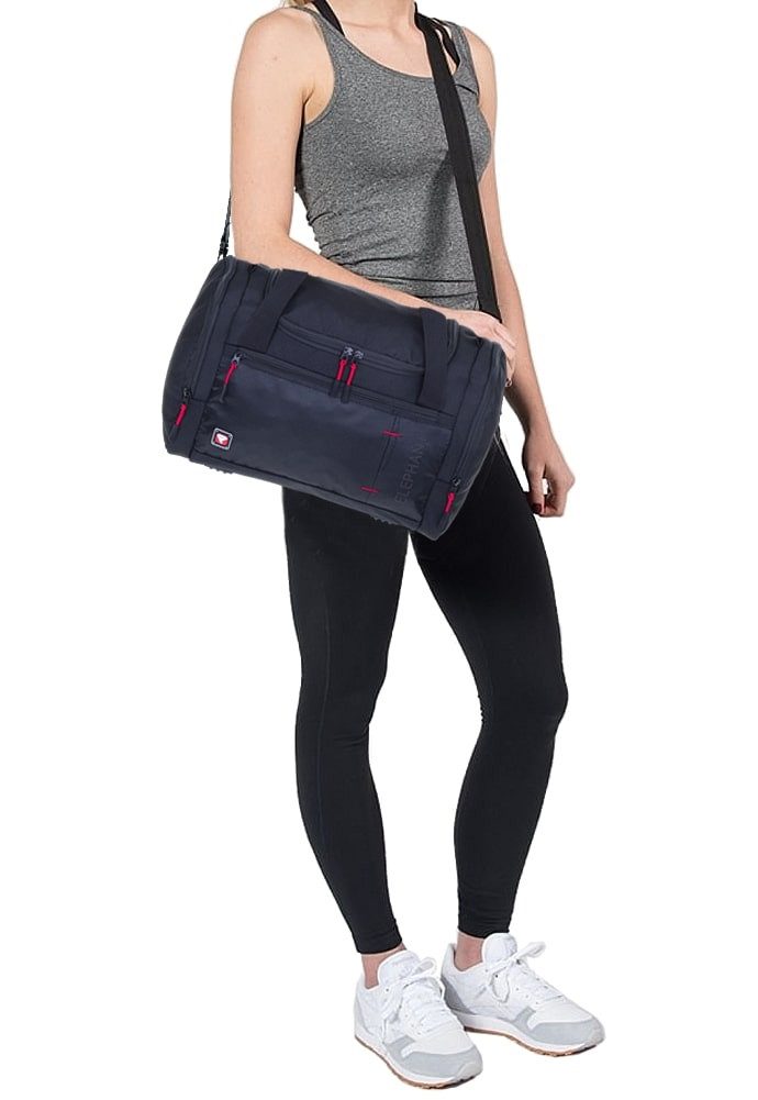ELEPHANT Sporttasche klein Sport Tasche Reisetasche Small - Medium 42 cm, 20 Liter Gym Fitness Bag Freizeittasche Schule Dark S 3619 + Flasche