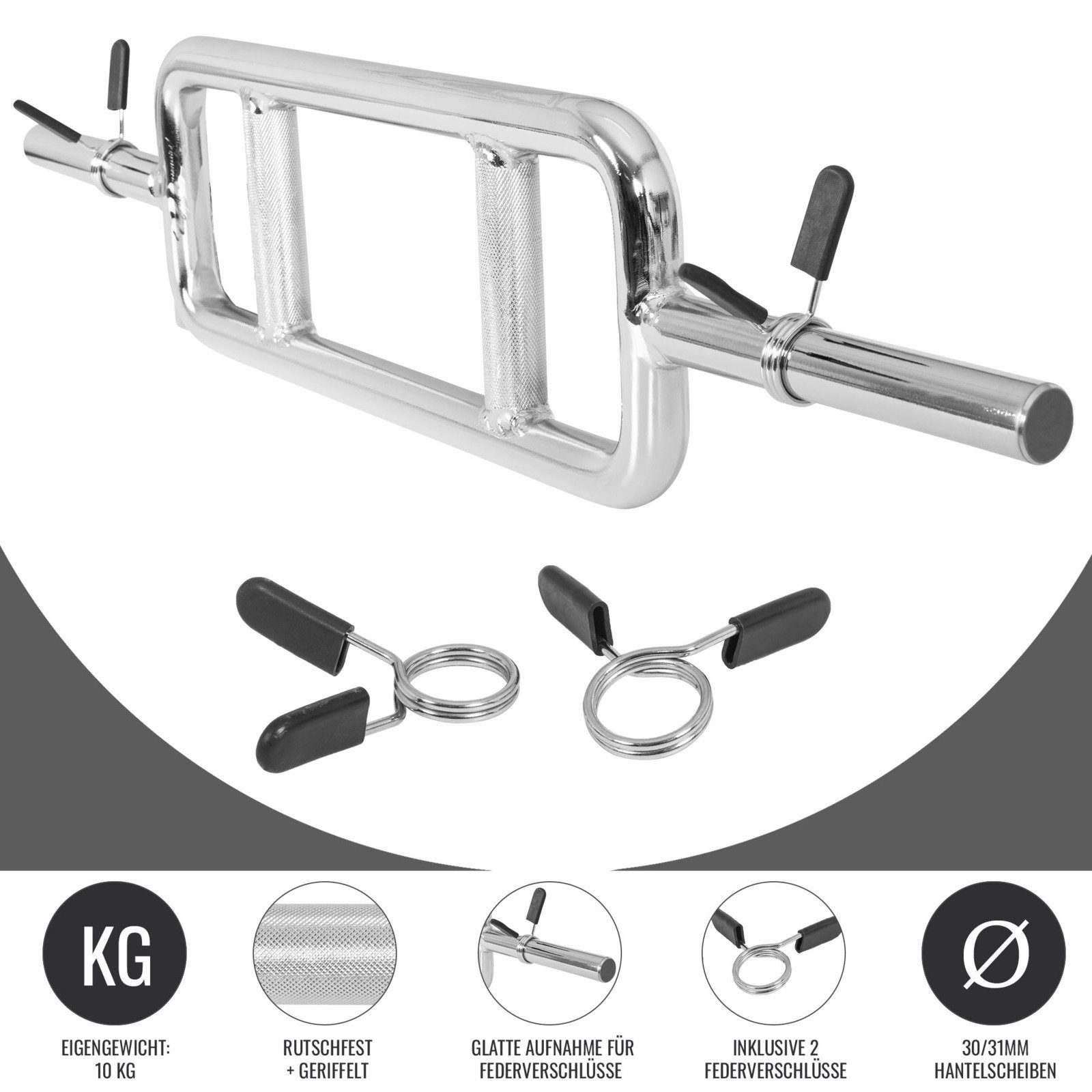 GORILLA SPORTS Langhantelstange Trizepstrainer mit Verschlüssen, 86 cm (3-tlg)