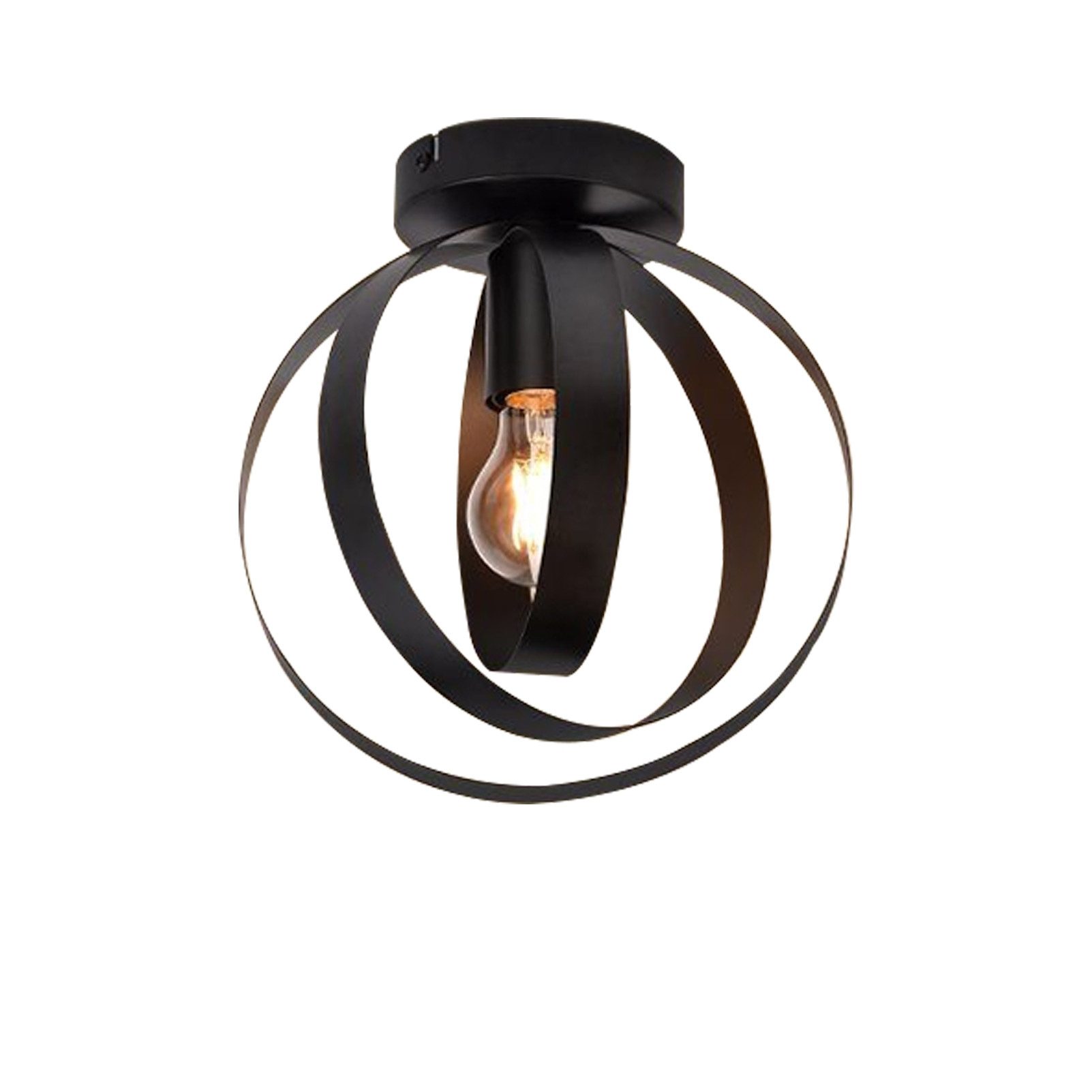 Nettlife Deckenleuchte Schwarz Esszimmer Vintage E27 Fassung Metall Flur Lampenschirm, Schwenkbar 360°, LED wechselbar, für Innen Gang Korridor Schlafzimmer Esszimmer