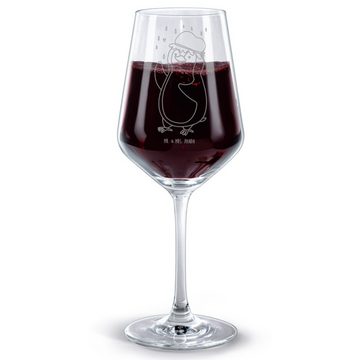 Mr. & Mrs. Panda Rotweinglas Pinguin Duschen - Transparent - Geschenk, Neustart, singen, Weinglas, Premium Glas, Unikat durch Gravur