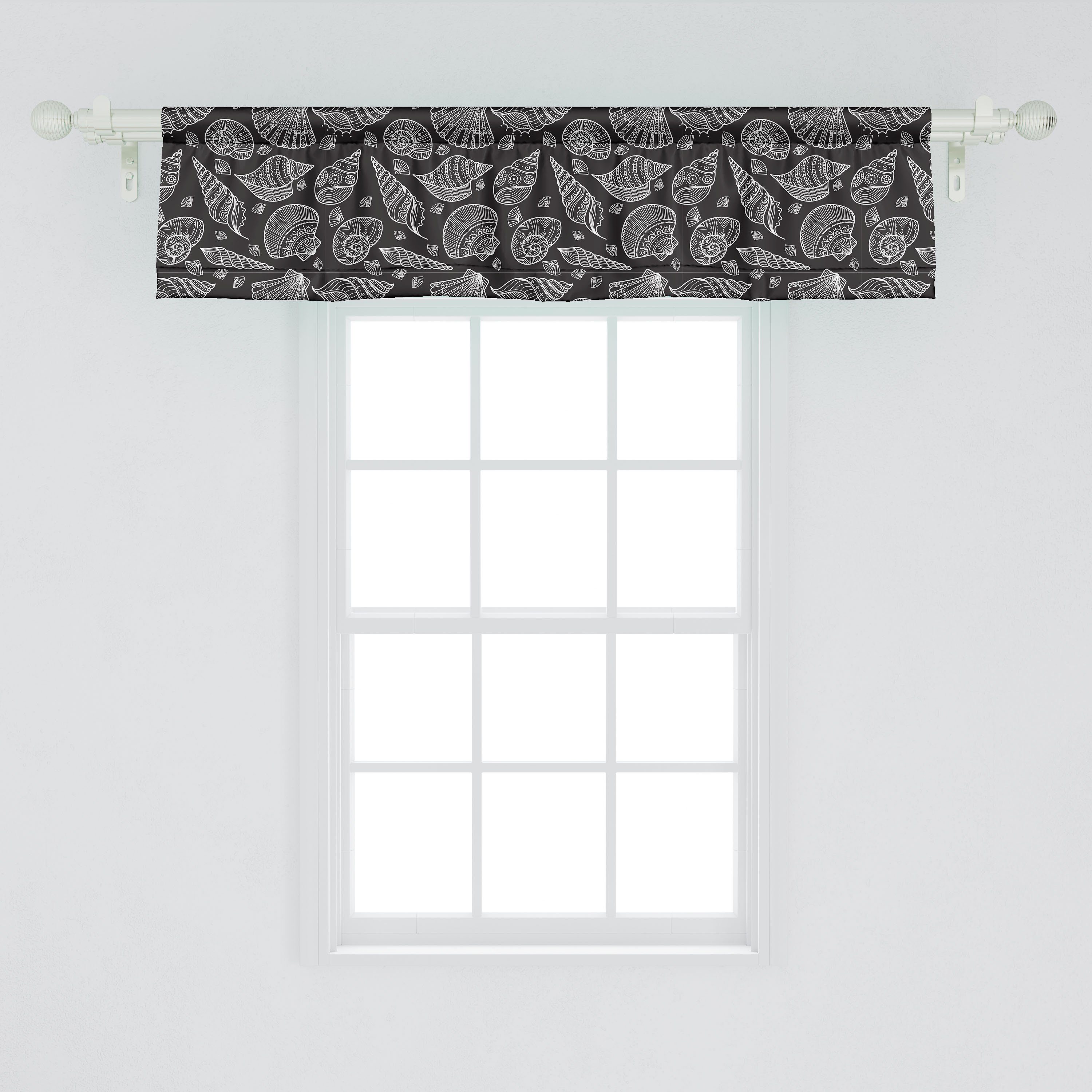 Vorhang Scheibengardine Microfaser, mit Ethnische Schlafzimmer Boho Abakuhaus, Unterwasser- für Dekor Shells Küche Stangentasche, Sea Volant