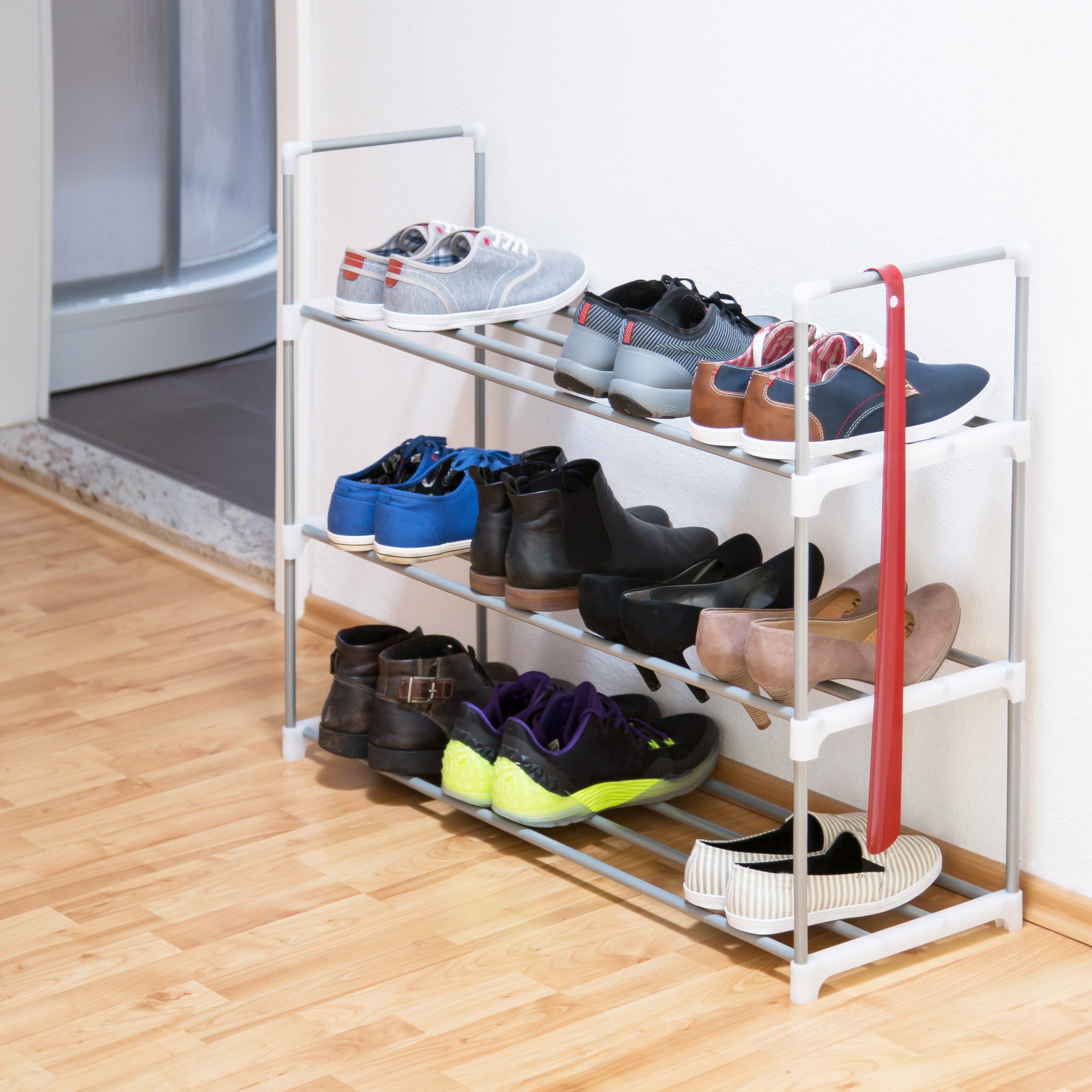 relaxdays Schuhregal Metall silb, 3 günstig online kaufen