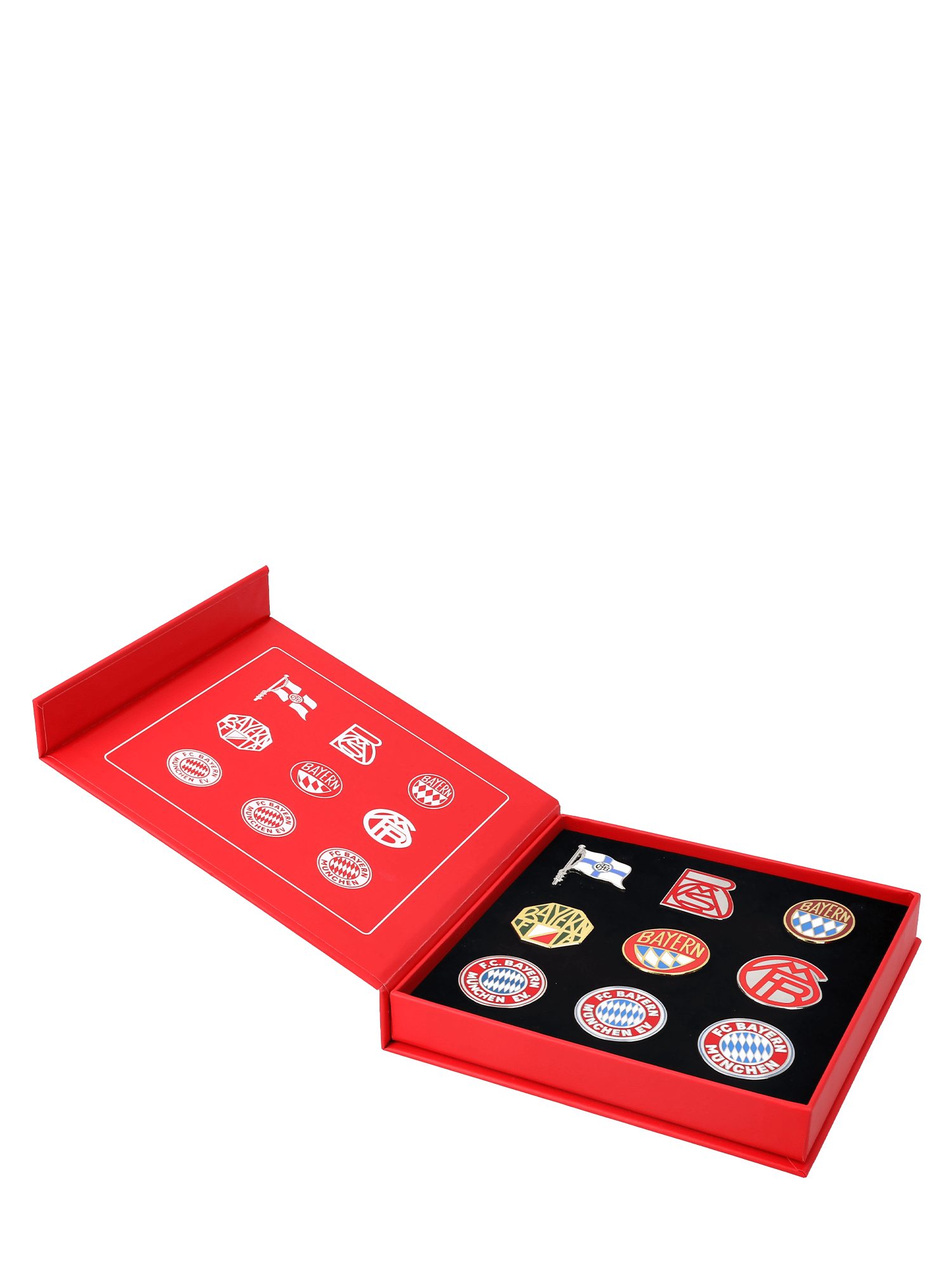 FC Bayern München Pins FC Bayern München I Pin Box Logos 9er-Set I Rot
