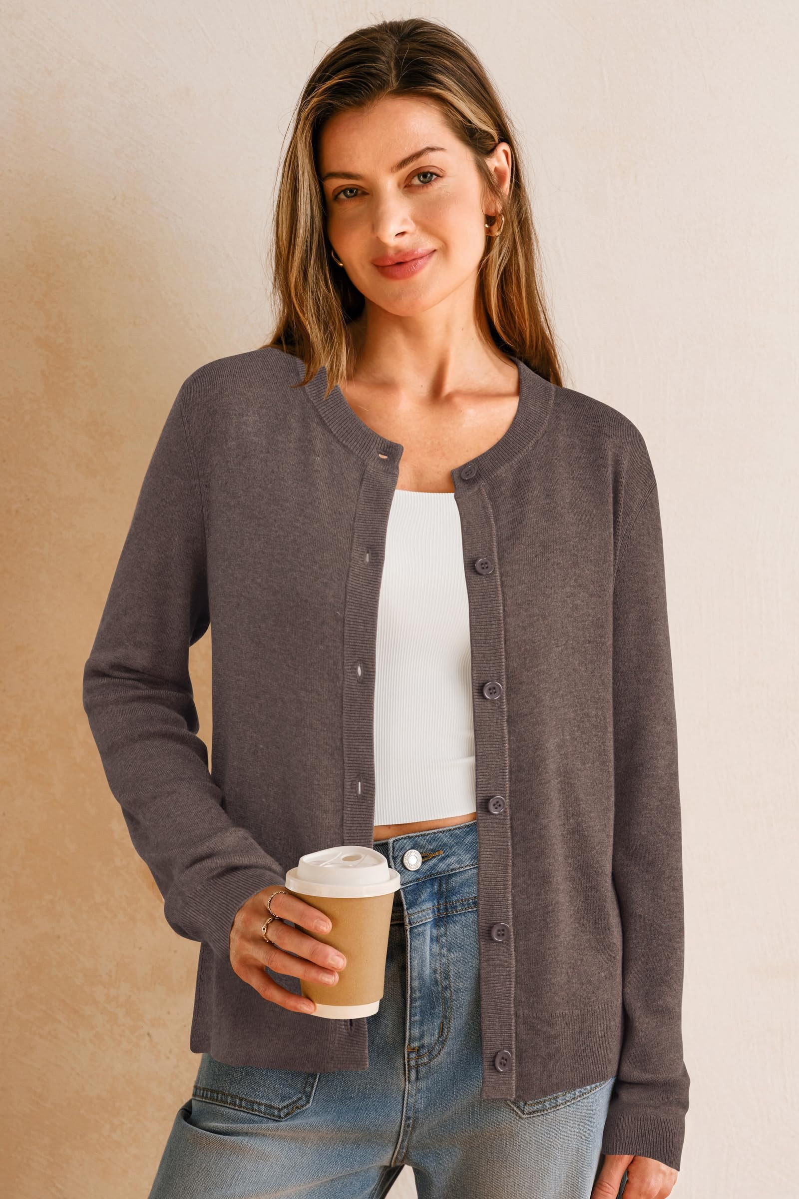 Arach&Cloz Strickjacke Damen Cardigan-Pullover Lässige Strickjacken Business-Casual-Outfit-Oberteil