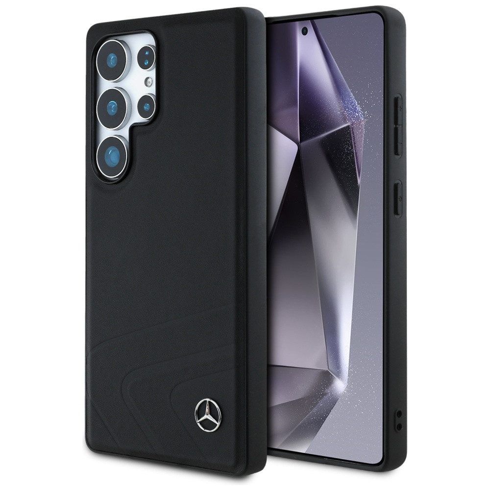 Mercedes Benz Handyhülle Galaxy S25 Ultra Echtleder schwarz Magsafe Logo Stern 6,9 Zoll, Kantenschutz