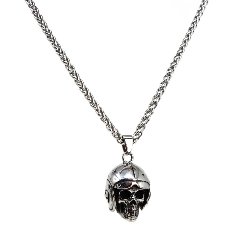 DALMARO Kette mit Anhänger Lederkette Edelstahlkette 316L SKULL HELM, Herre günstig online kaufen