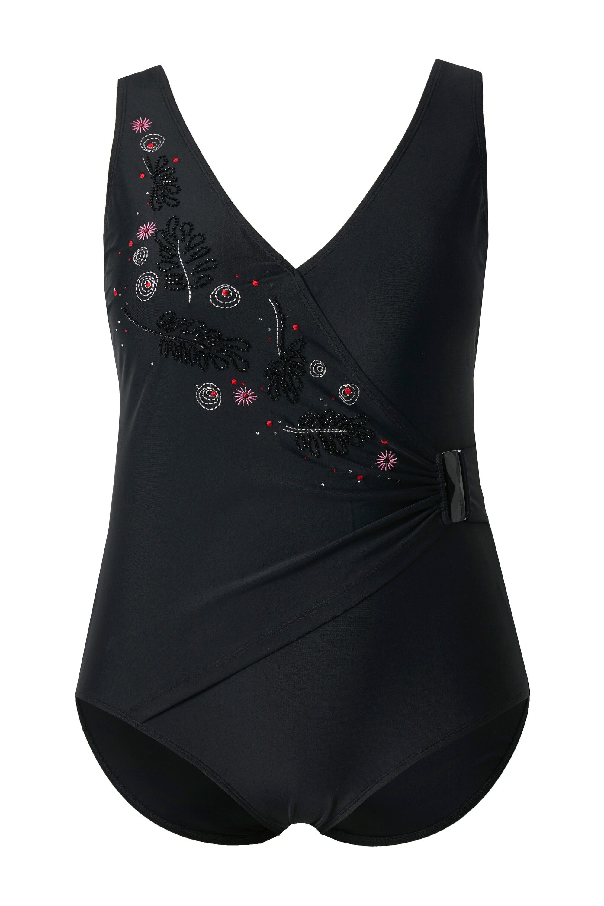 Ulla Popken Badeanzug Badeanzug Wickeleffekt Softcups Zierschnalle