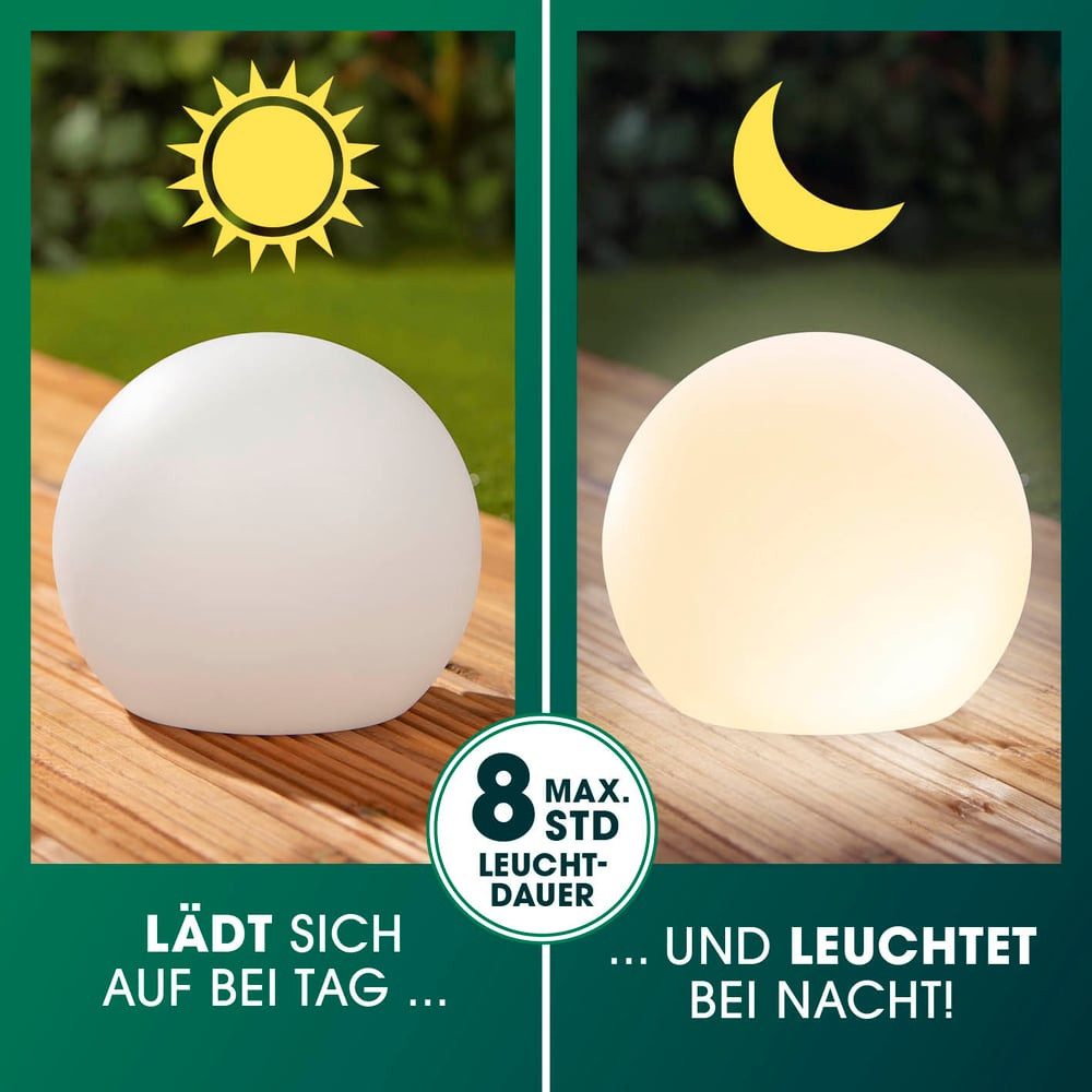 EASYmaxx LED Solarleuchte LED Solarleuchte mit Fernbedienung - 2 kaltweiße Leuchten Solarbetrieb, 30 cm, mit Farbwechsel - dimmbare Helligkeitsstufen, 12 Farben, 5 Leuchtmodi
