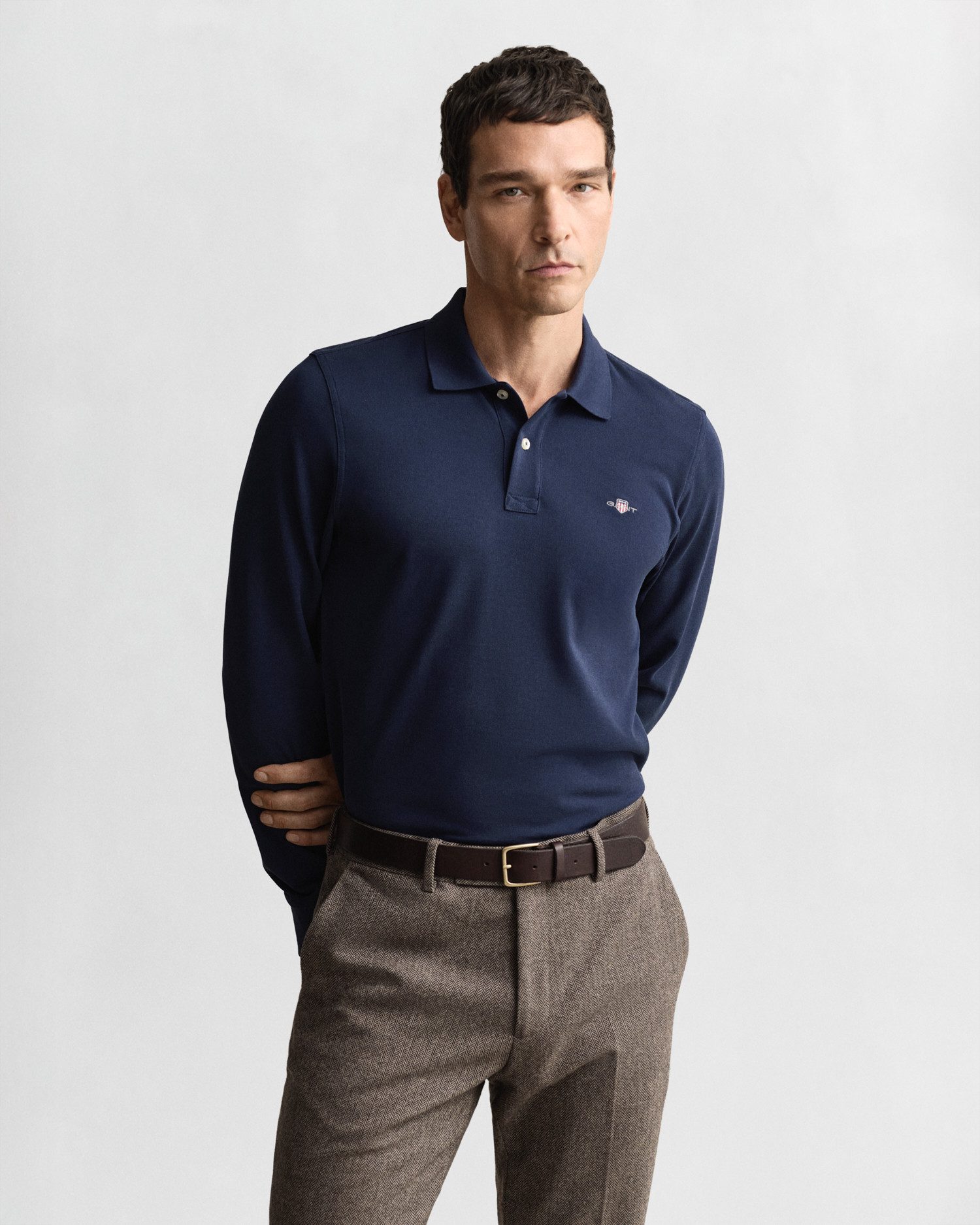 Gant Poloshirt REG SHIELD LS PIQUE RUGGER mit Logotickerei auf der Brust