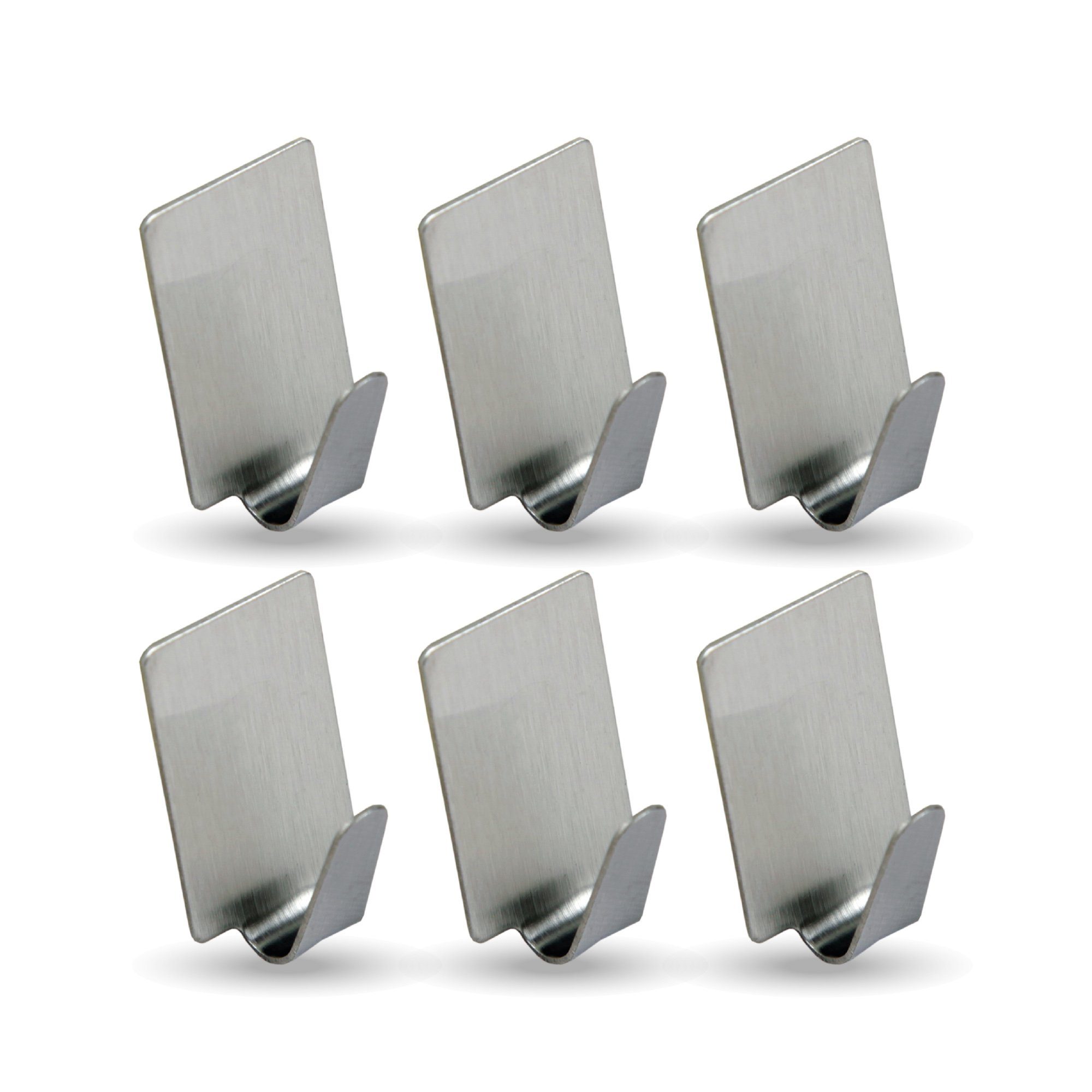 Bestlivings Wandhaken 76409 Selbstklebehaken, Badezimmer, Türen, Duschen, ebene Flächen, glatte Flächen, (Rechteckig, 6-St., 1,6cm x 2,5cm), Silber aus Edelstahl, Rostfrei Aufhänger Bilderhaken ohne Bohren