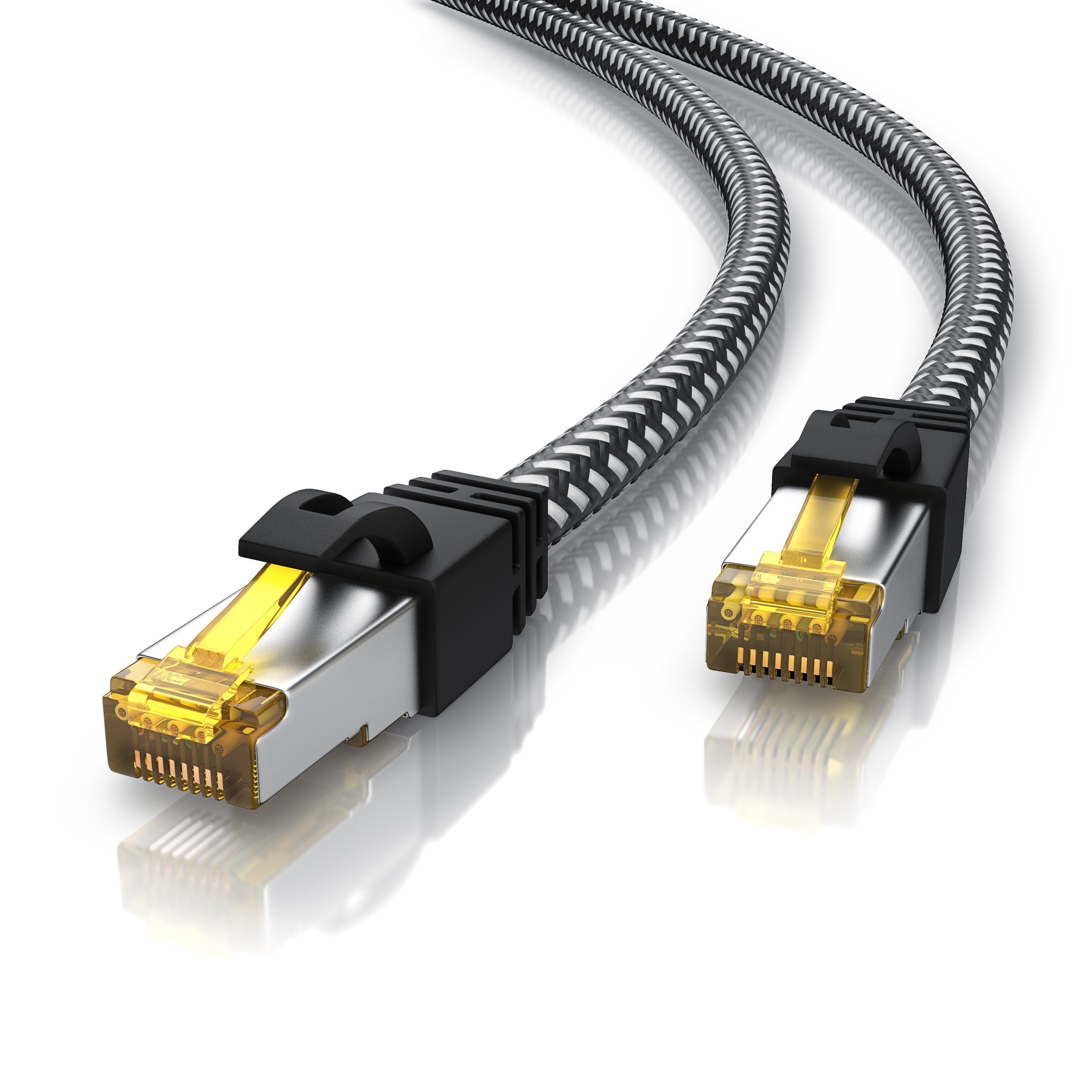 KabelDirekt LAN-Verlängerung & Ethernet-Verlängerungskabel 0,25 m RJ45-Kupplung/Stecker, verlängert Netzwerkkabel bei voller Geschwindigkeit – Cat 7, 10 Gbit/s, SF/FTP-Abschirmung, schwarz 