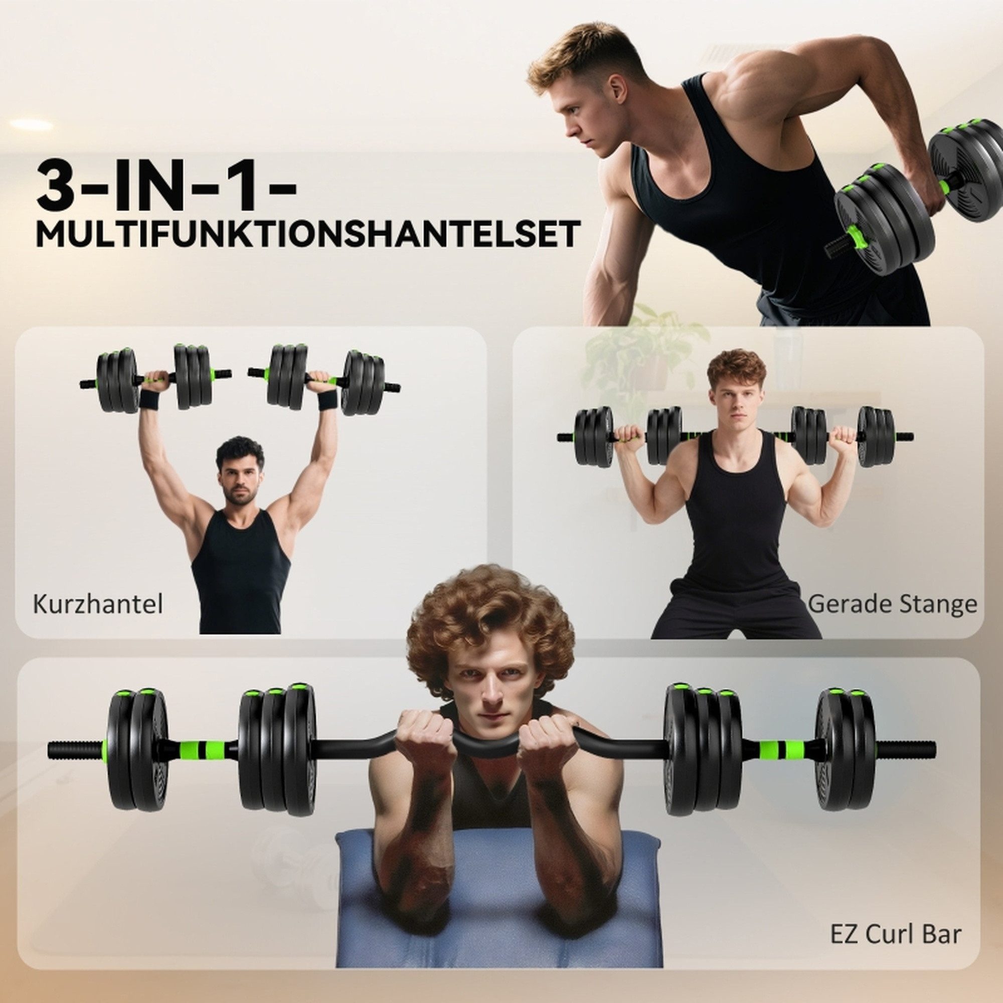 Hantel-Set verstellbar 25 KG Kurzhantel Set Kurzhanteln Langhanteln