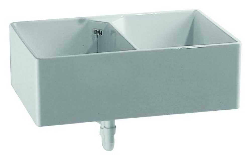 GEBERIT Küchenspüle City, 90/56 cm, Doppelspüle x 560 mm x 250 mm - Weiß Alpin