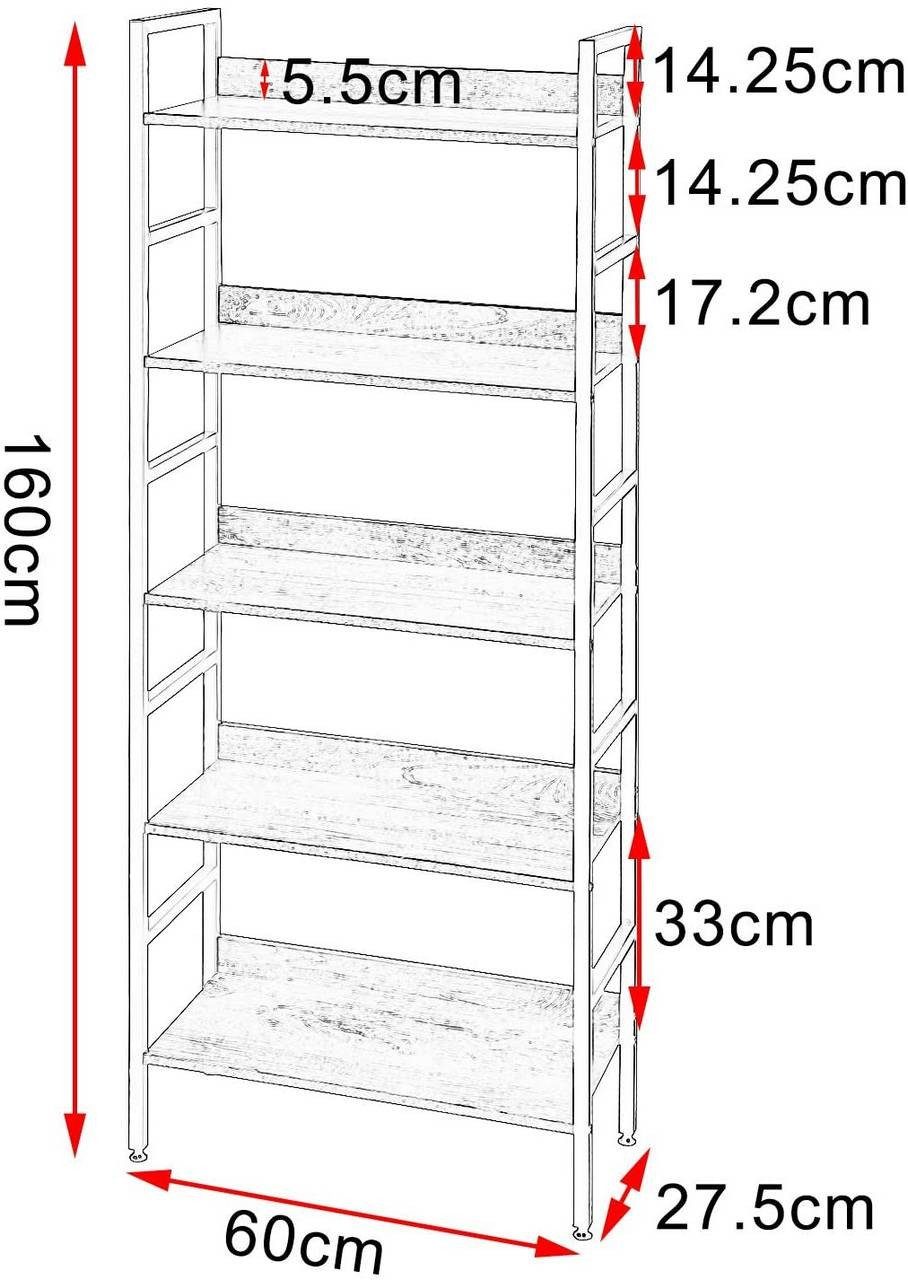 EUGAD Bücherregal, 1-tlg., Küchenregal, mit 5 offenen Regalebenen aus MDF günstig online kaufen