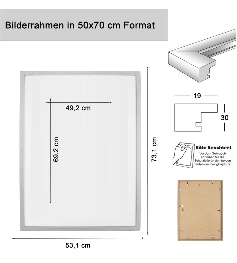 IDEAL TREND Bilderrahmen Holz Bilderrahmen Lifestyle Plexi Foto Rahmen Collage Wanddeko Poster, für 1 Bilder (1 St), Holz Bilderrahmen mit Papiereinleger und Ku – Bild 2 von 5