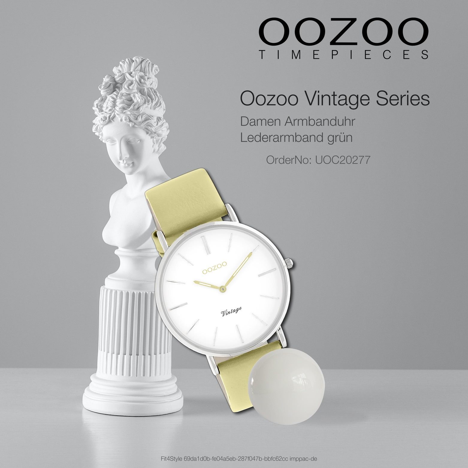 Fashion-Style Series, OOZOO Oozoo rund, Vintage Lederarmband, Armbanduhr Quarzuhr 40mm) Damenuhr Damen groß (ca.