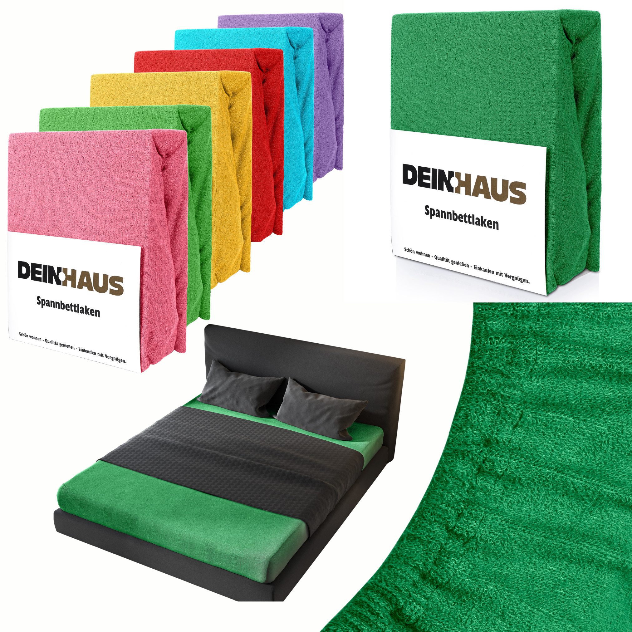 DH DEIN . HAUS Spannbettlaken Frottee SOFT, Baumwolle, Gummizug: rundum, (1 Stück), weich saugfähig atmungsaktiv Rundumgummi formstabil bis 20 cm