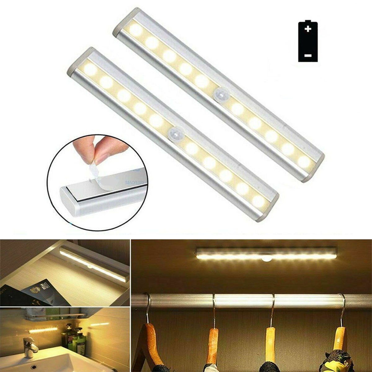 COB-LED-Lichtleiste mit Bewegungsmelder, ideal für Beleuchtung in  Schränken, Treppenhäuser, Küchenzeilen, einstellbarer Lichtstrahl, LED  Leuchten & Scheinwerfer, LEDs,Taschenlampen, Lichttechnik