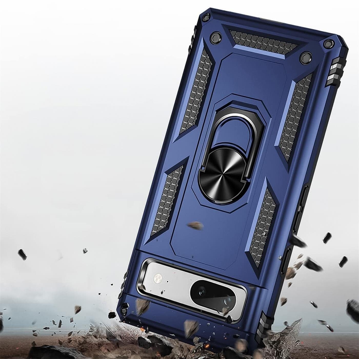 CoolGadget Handyhülle Blau als 2in1 Schutz Cover Set für das Google Pixel 7a 6,1 Zoll, 2x 9H Glas Display Schutz Folie + 1x TPU Case Hülle für Pixel 7a