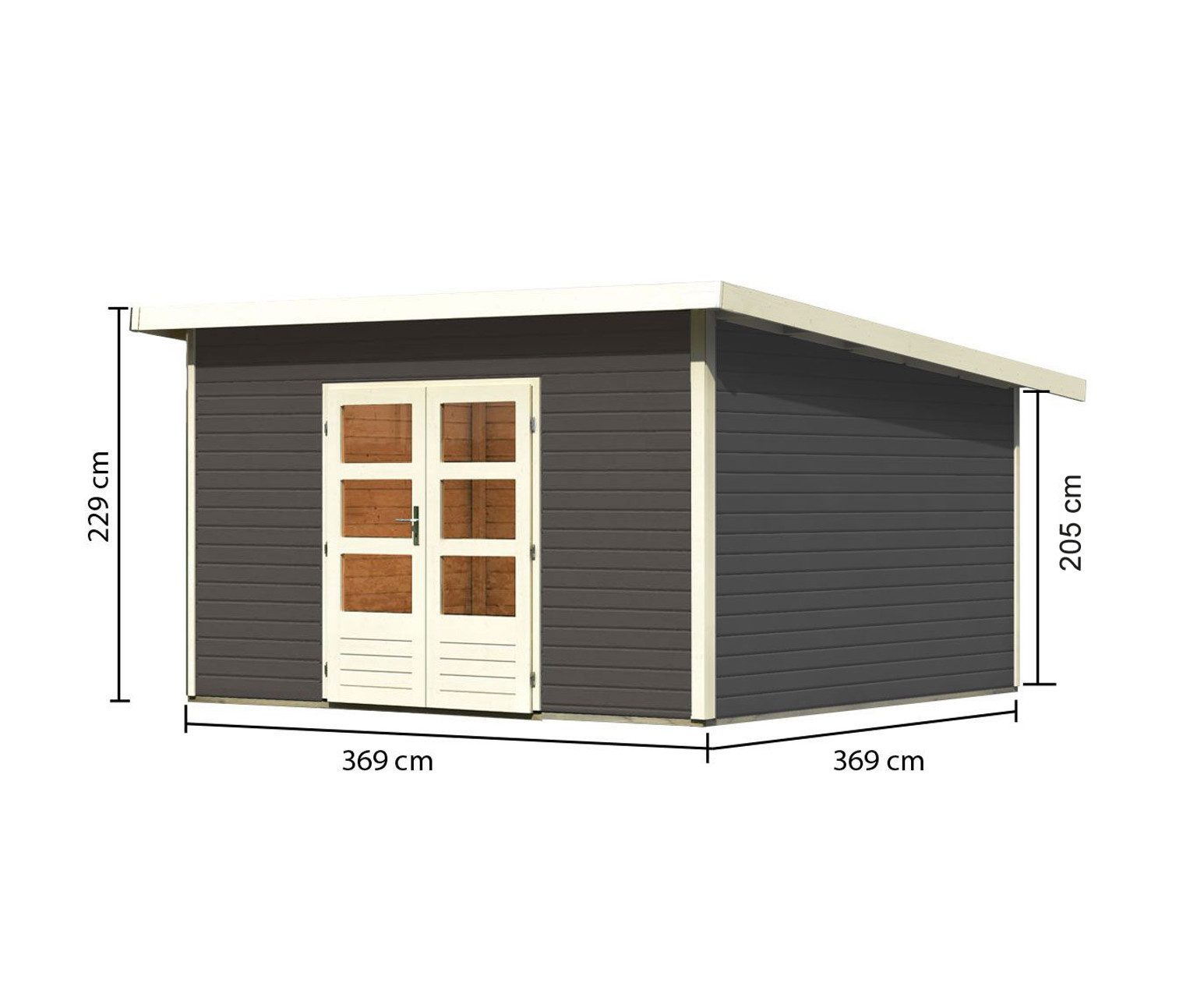 Karibu Gartenhaus Karibu Gartenhaus Northeim, 38 mm, 406 x 393 cm, Typ 5, terragrau, ohne Anbau