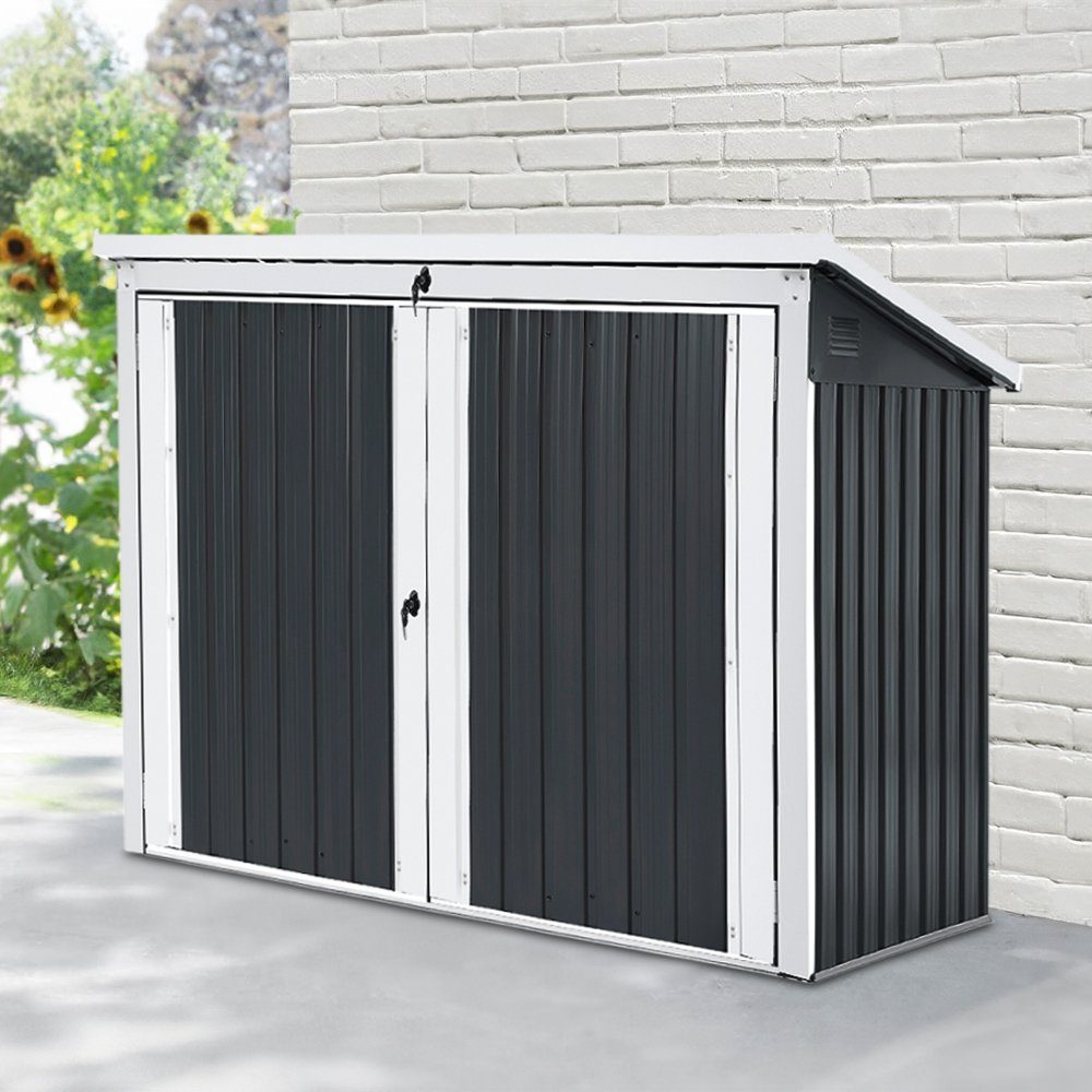 HOME DELUXE Mülltonnenbox BASURA L - 1x 240L + 2x 120L (1,5 m², Komplett-Set), abschließbare Türen, Gartenbox, Mülltonnenverkleidung