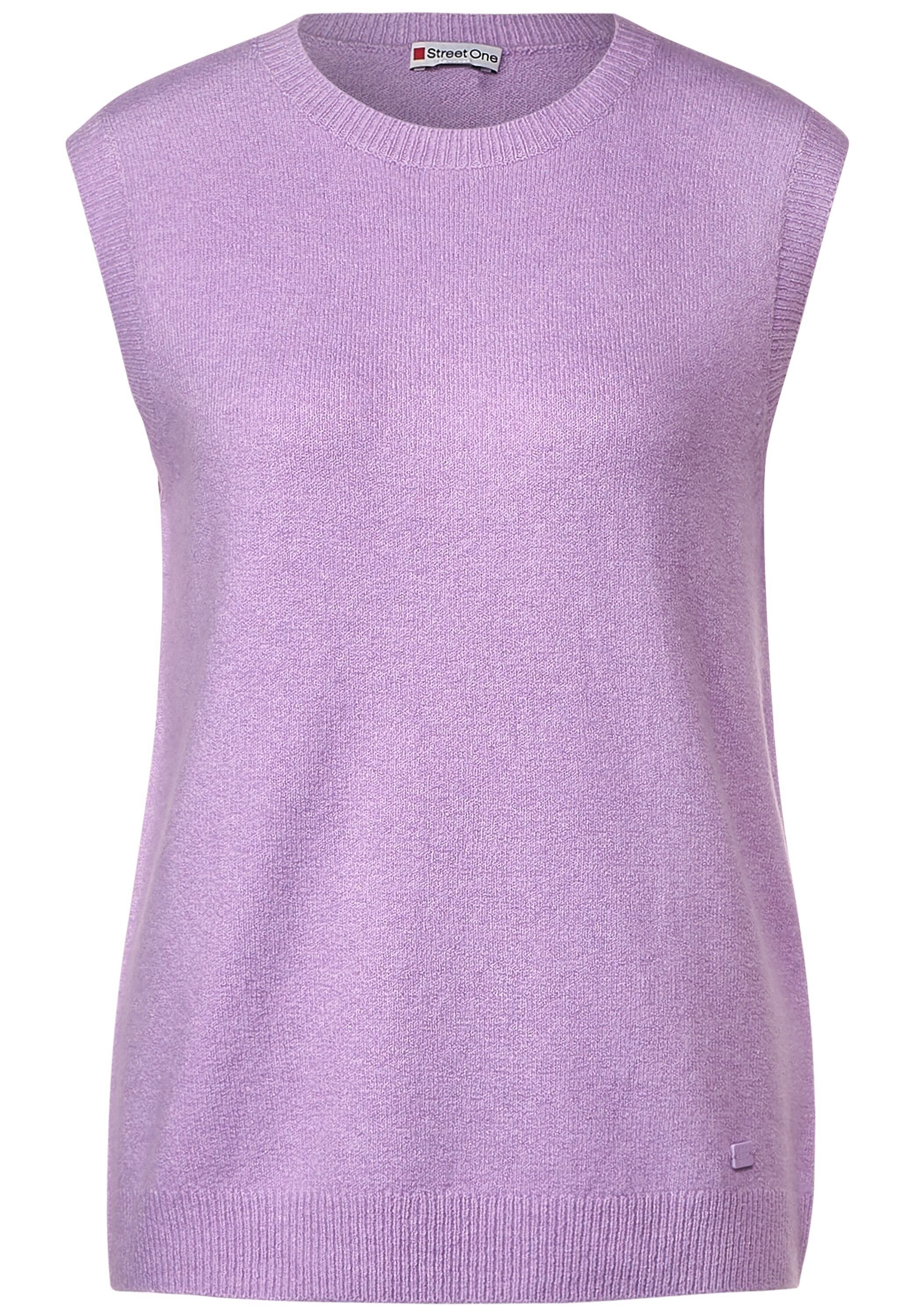 aus lilac ONE melange soft Materialmix pure elastischem Strickpullover STREET