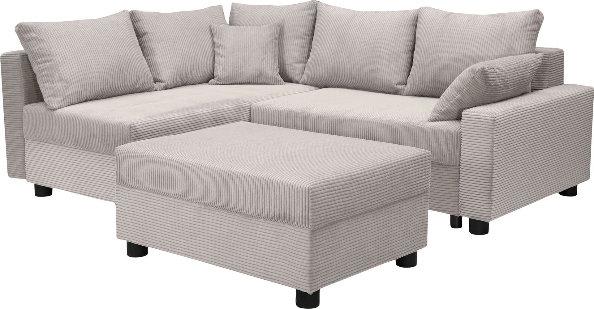 COLLECTION AB Ecksofa 30 Jahre Jubiläums-Modell Parma, inkl. Bettfunktion  und Bettkasten, in Cord, frei stellbar