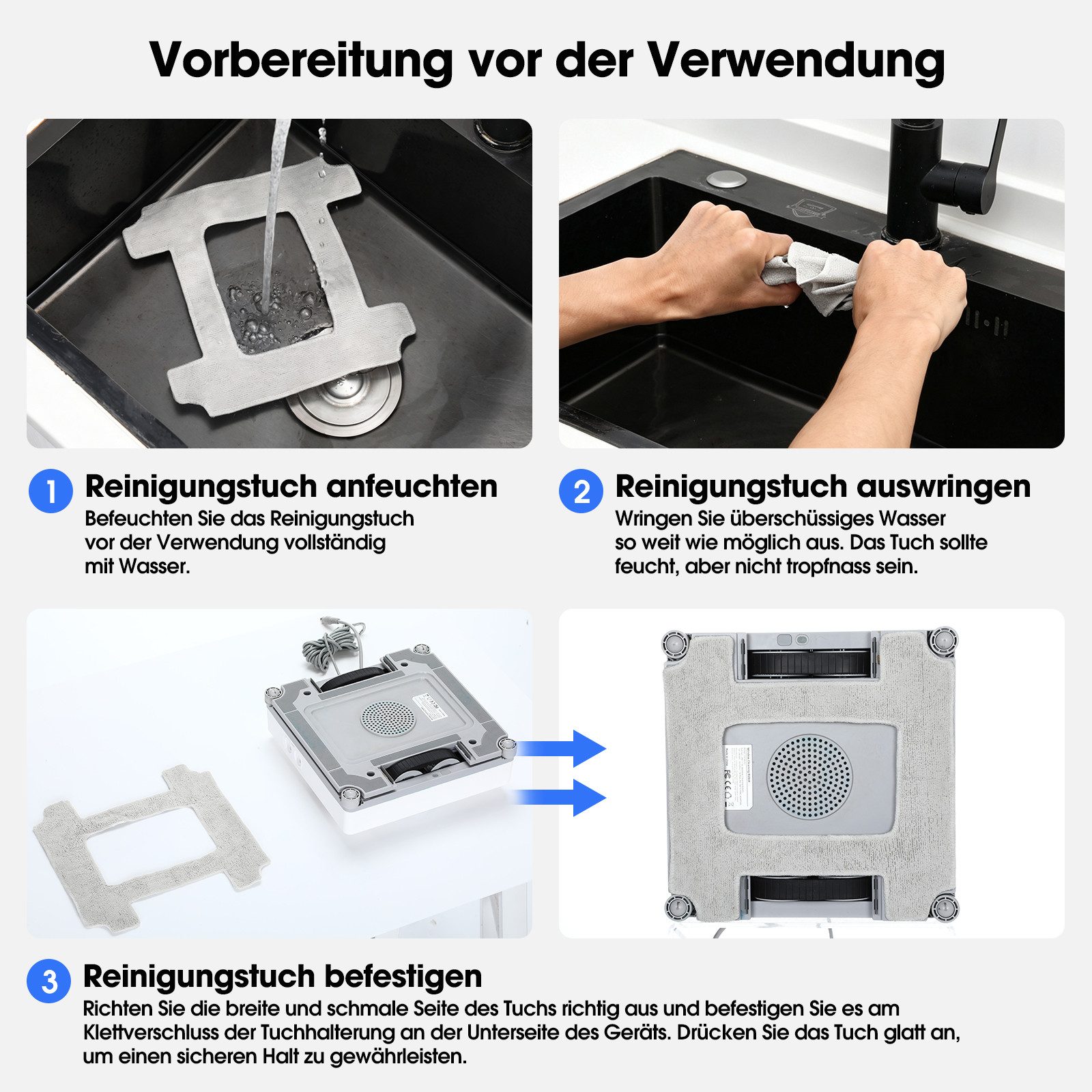 lubluelu Fensterputzroboter CHYW201 Fernbedienung mit Dual-Wasserspray Anti-Fall 6500Pa, mit 80ml Wassertank und Sprühfunktion,Außen-und Innenfenster