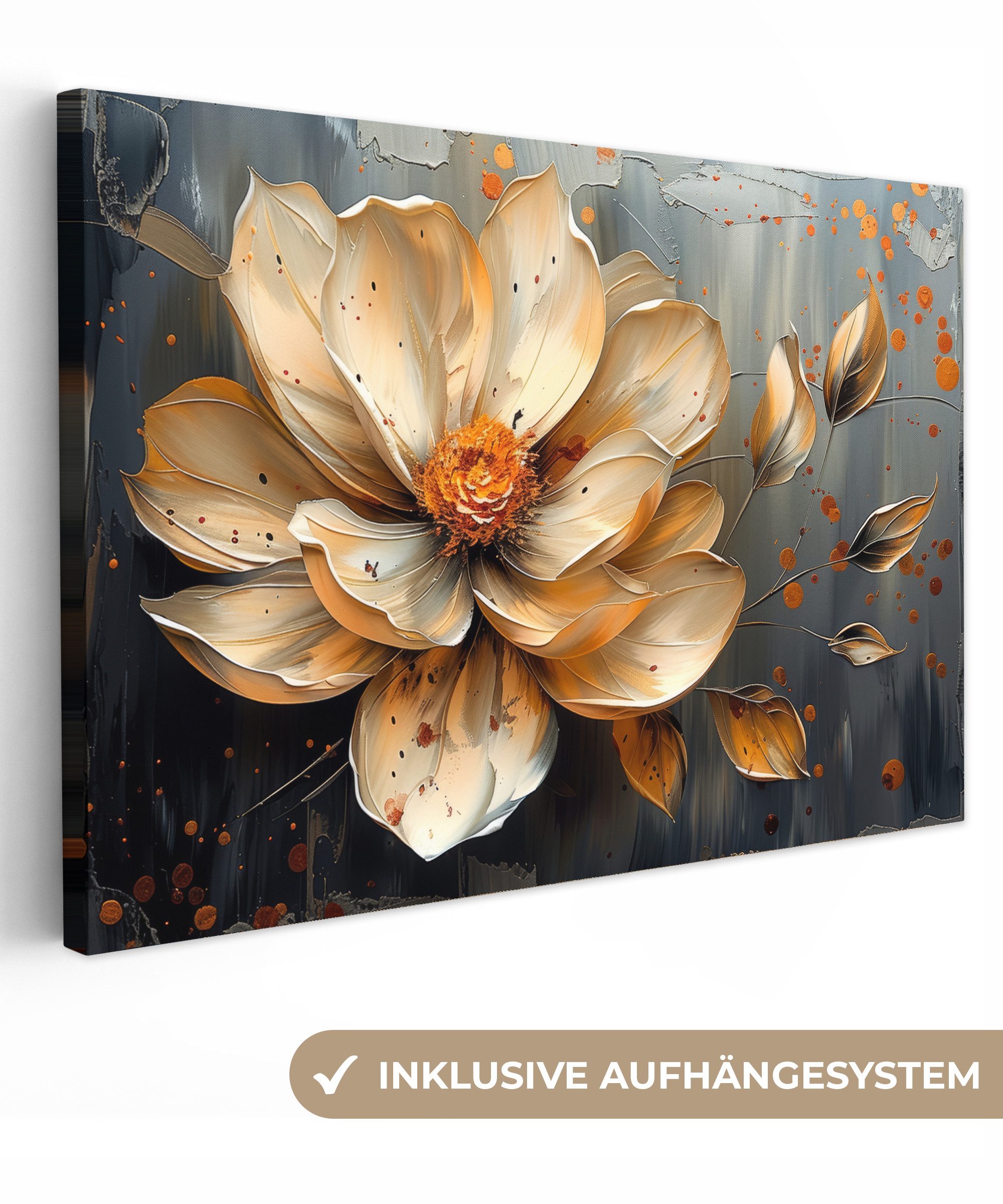 OneMillionCanvasses® Leinwandbild Blumen - Gold - günstig online kaufen