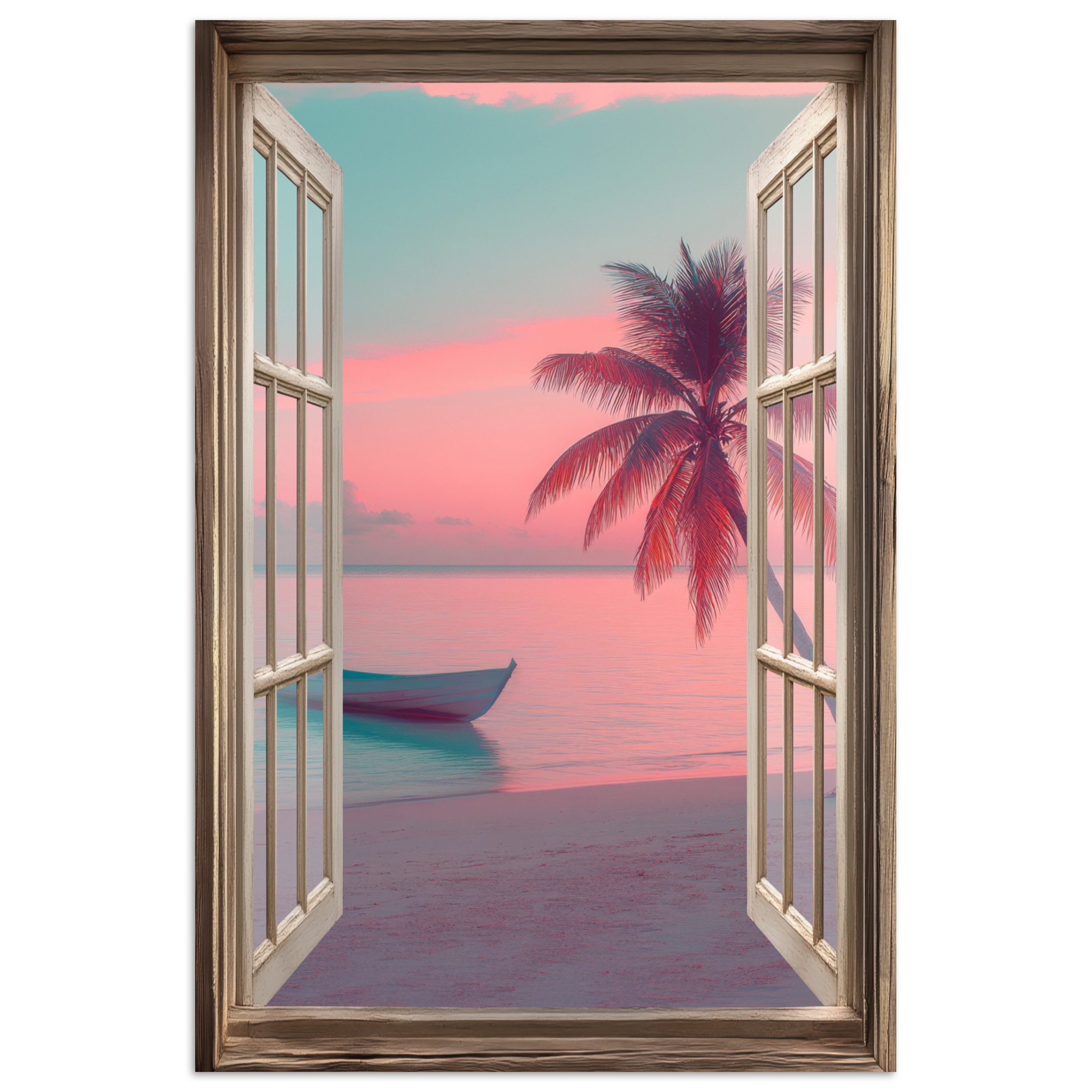 MuchoWow Poster Durchblick - Strand - Palme - Tropisch, (1 St), Poster ohne Rahmen, Wandbild, Wandposter, 20x30 cm